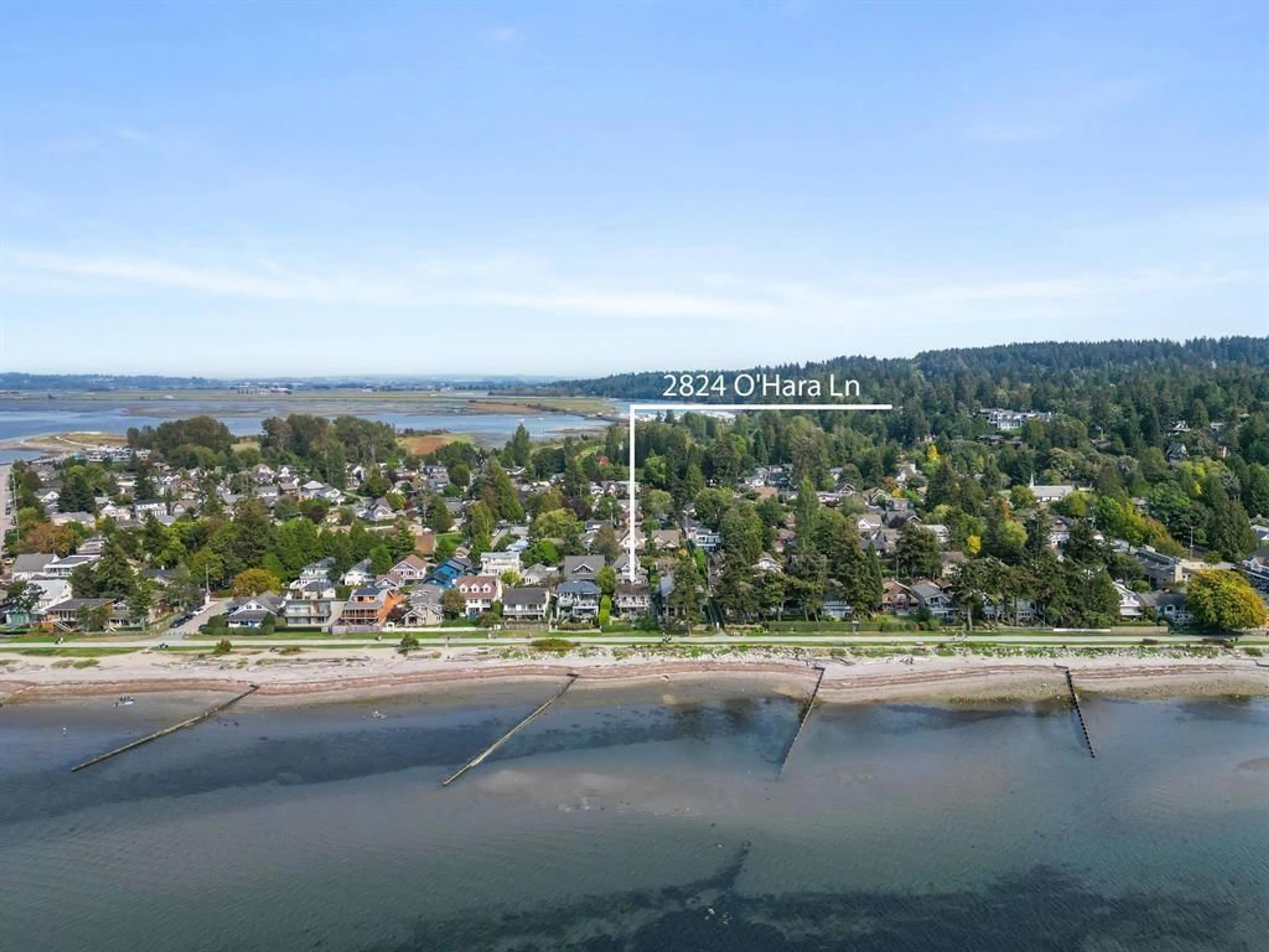 A pic from outside/outdoor area/front of a property/back of a property/a pic from drone, water/lake/river/ocean view for 2824 O'HARA, Surrey British Columbia V4A3E4