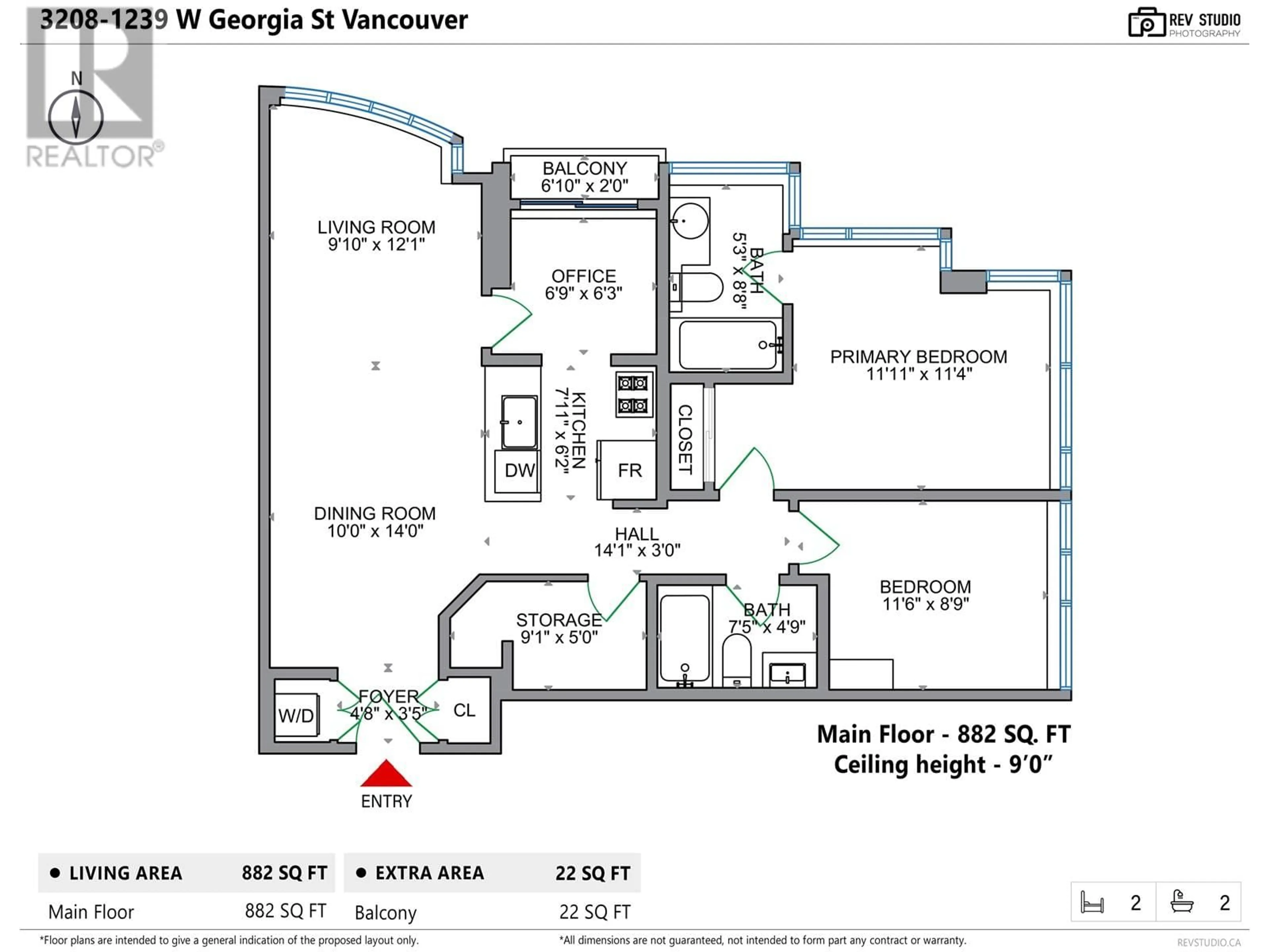 Floor plan for 3208 - 1239 GEORGIA STREET, Vancouver British Columbia V6E3J5