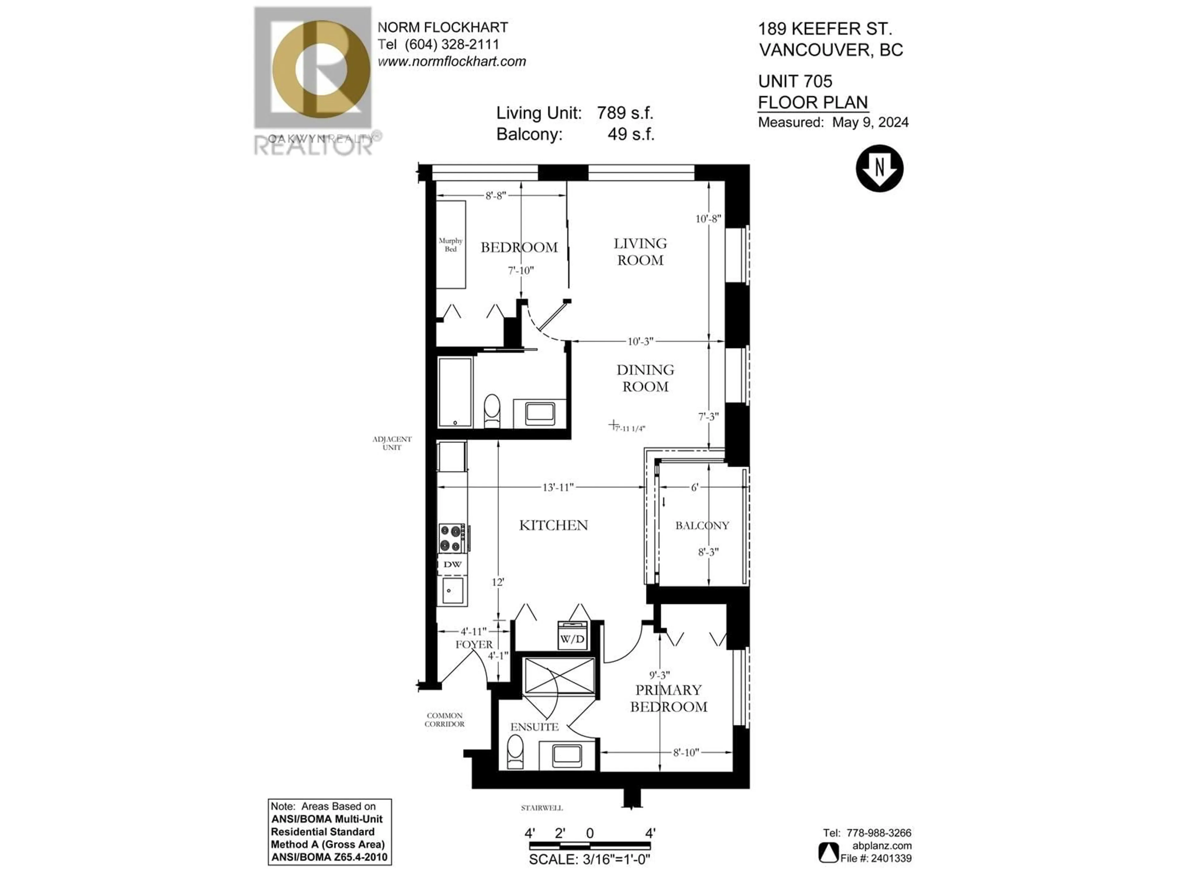 Floor plan for 705 - 189 KEEFER STREET, Vancouver British Columbia V6A0C8