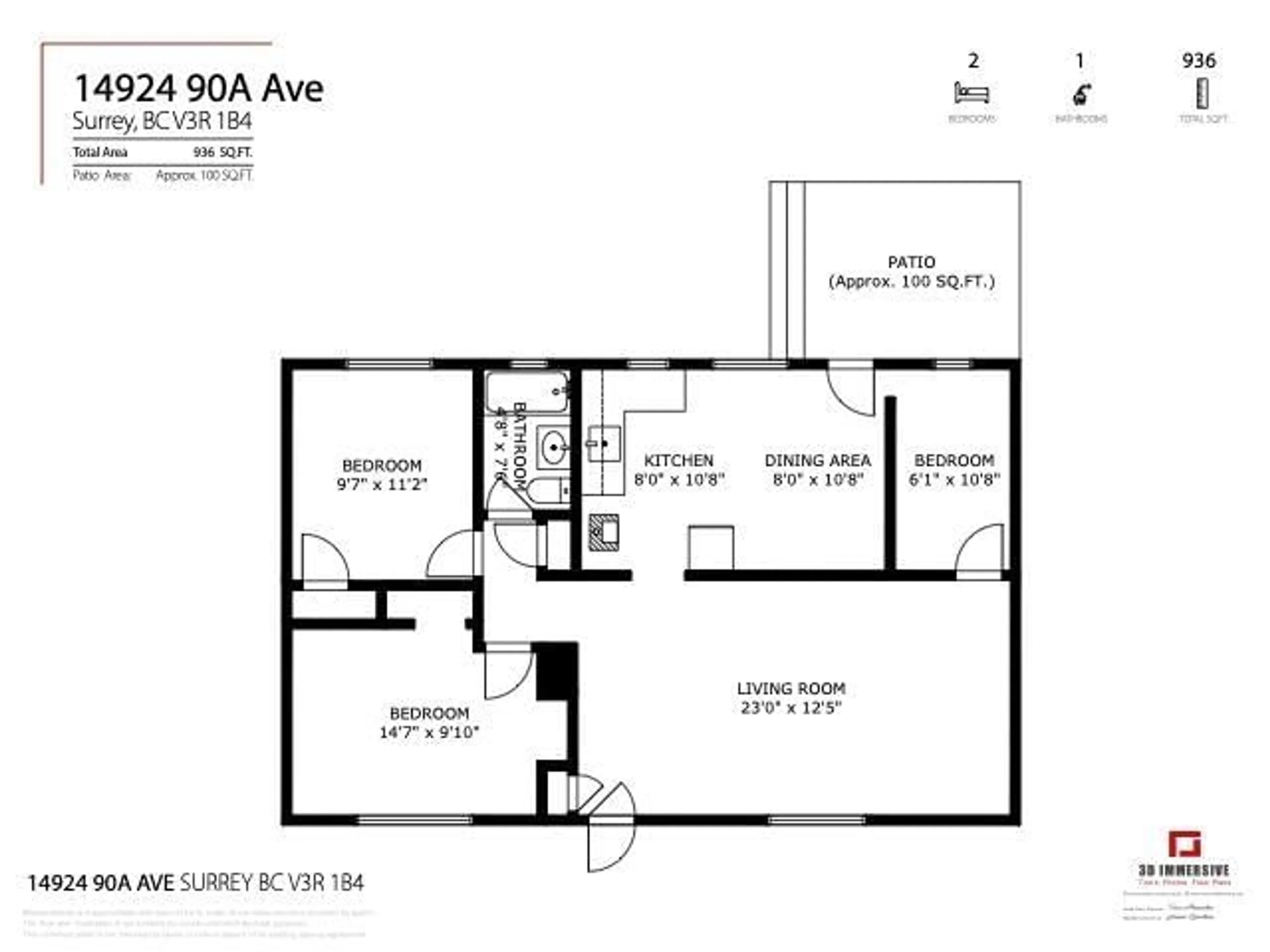 Floor plan for 14924 90A, Surrey British Columbia V3R1B4