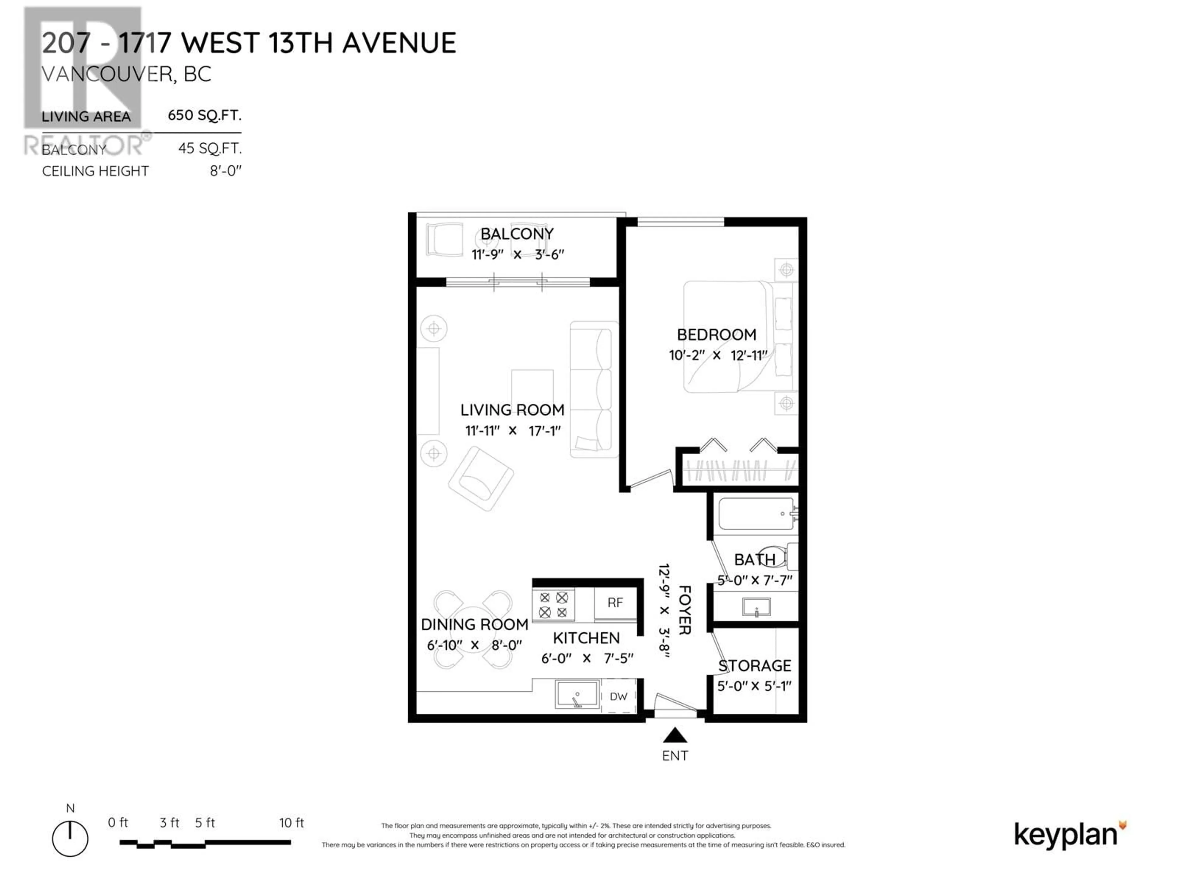 Floor plan for 207 - 1717 13TH AVENUE, Vancouver British Columbia V6J2H2