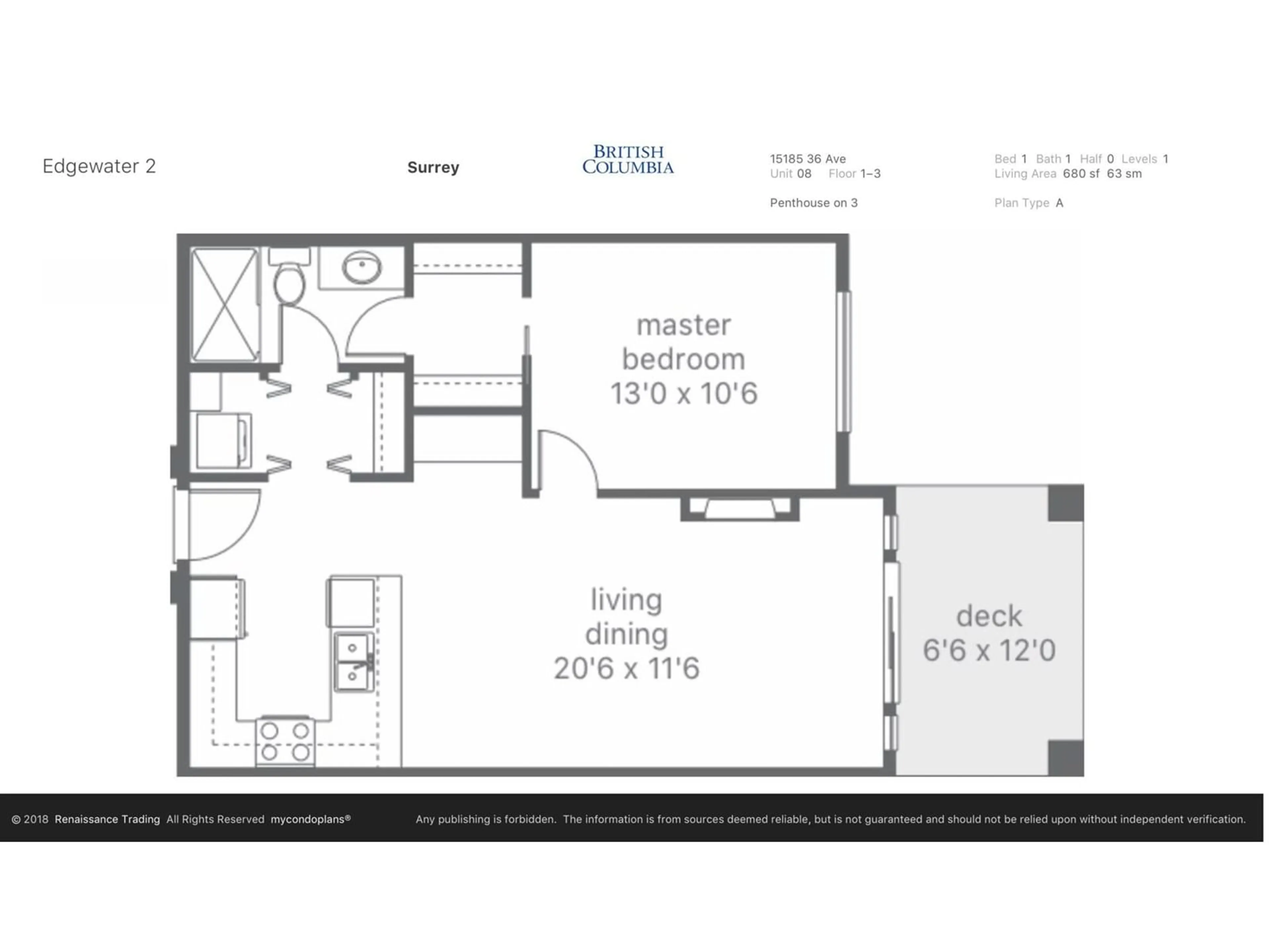 Floor plan for 308 - 15185 36, Surrey British Columbia V3S4R3