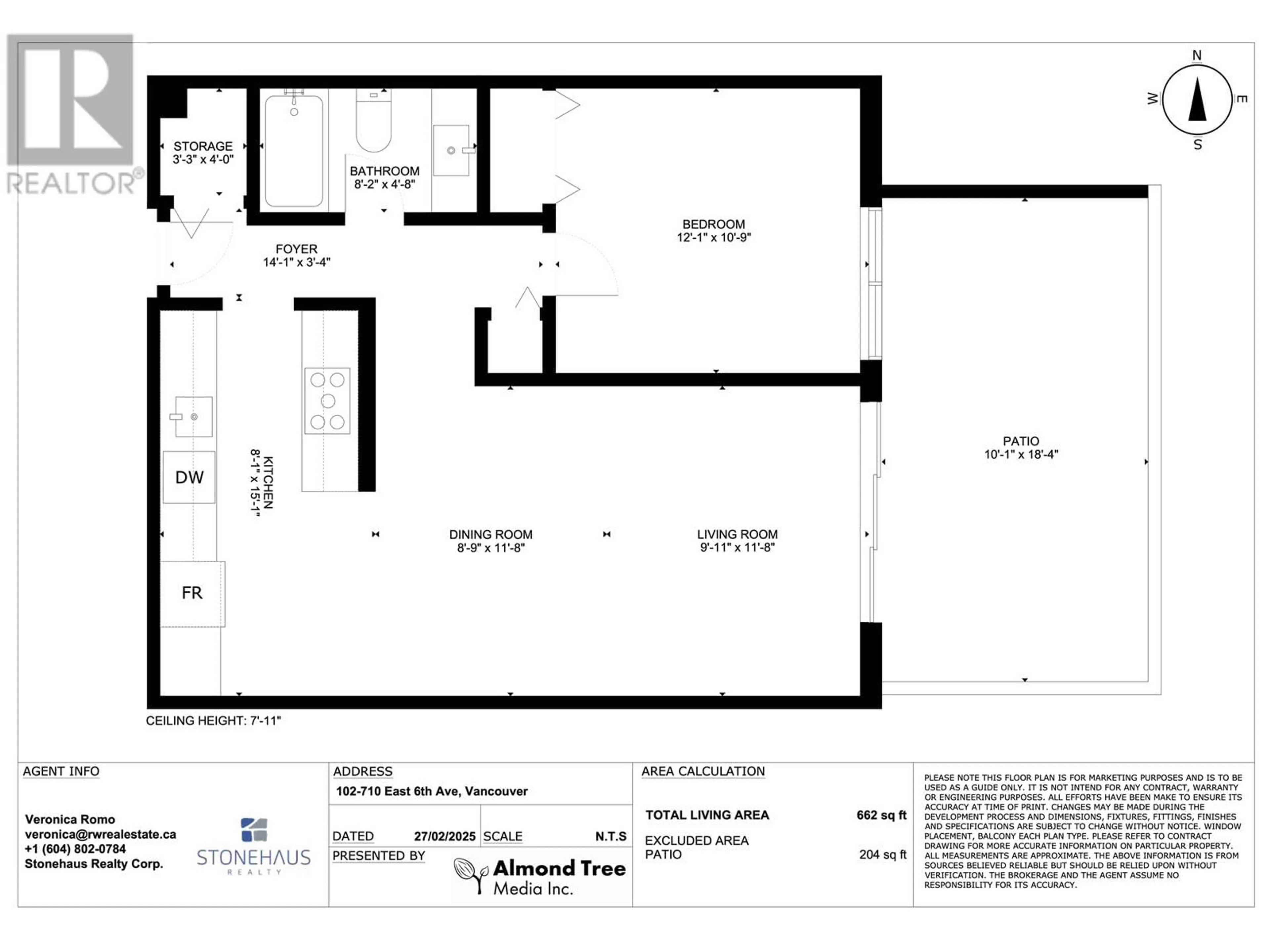 Floor plan for 102 - 710 6TH AVENUE, Vancouver British Columbia V5T1L5