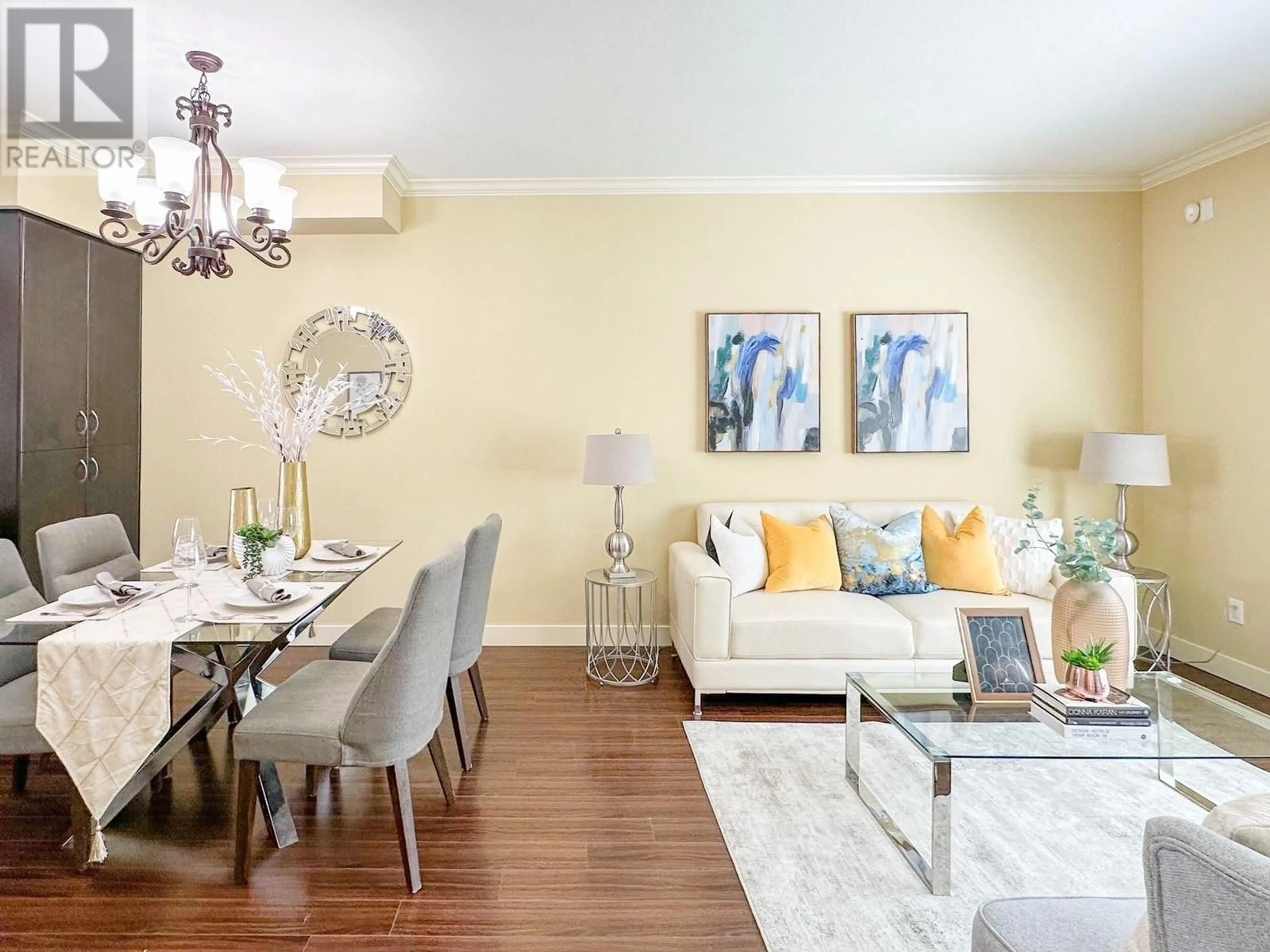Living room with furniture, wood/laminate floor for 18 - 7373 TURNILL STREET, Richmond British Columbia V6Y4L7