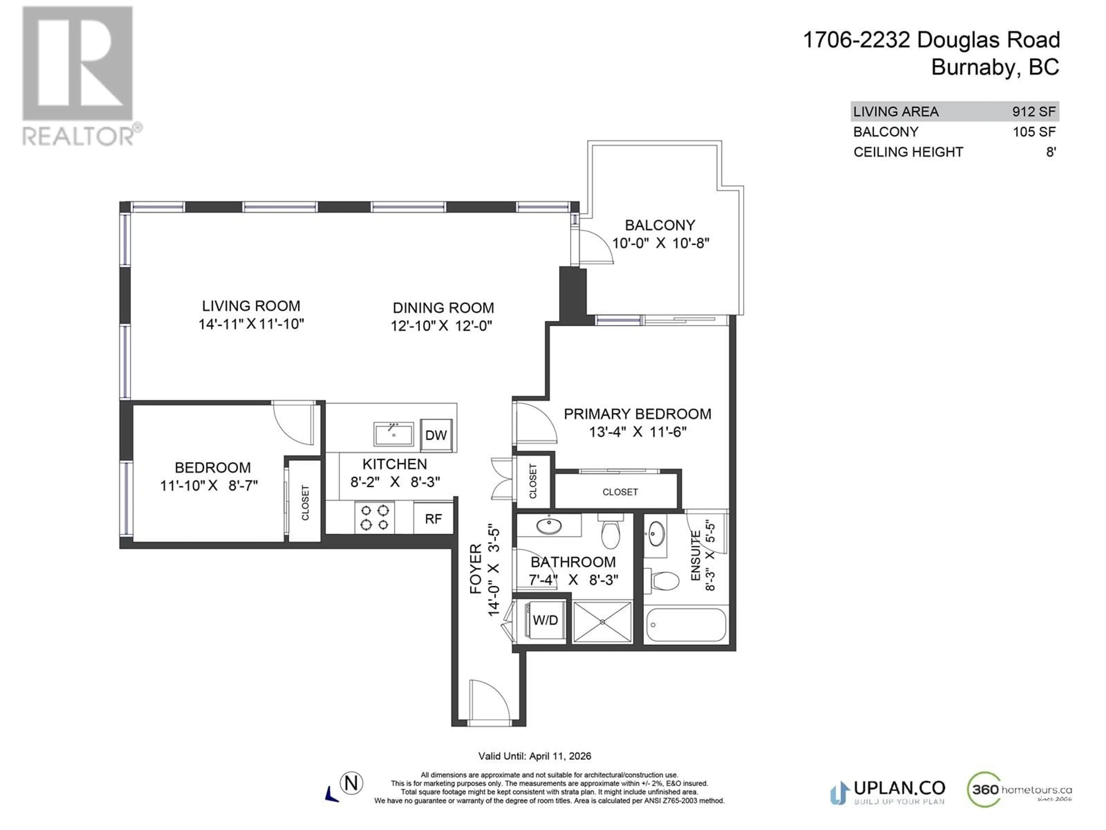 Floor plan for 1706 - 2232 DOUGLAS ROAD, Burnaby British Columbia V5C5A7