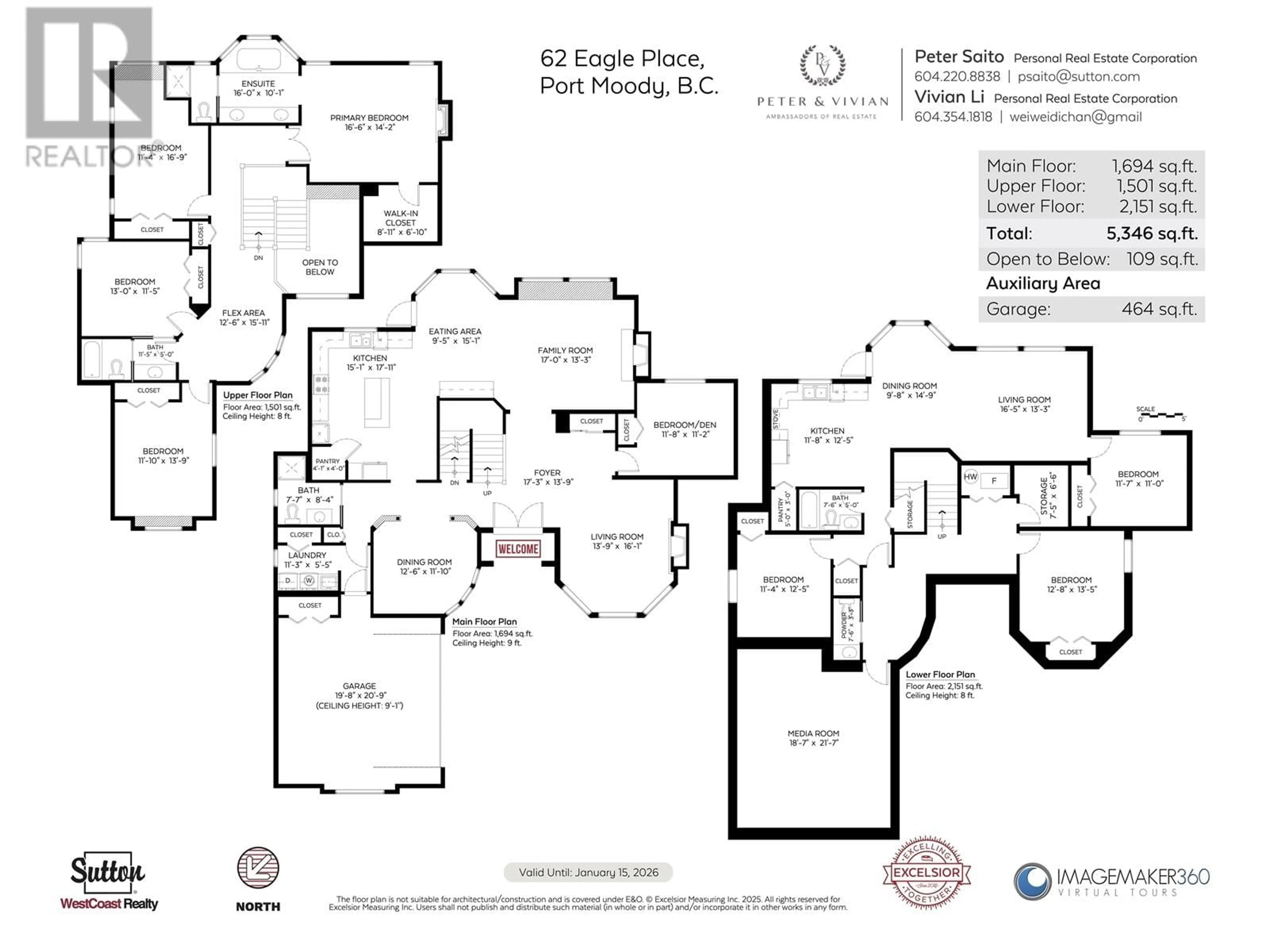 Floor plan for 62 EAGLE PASS, Port Moody British Columbia V3H5E7