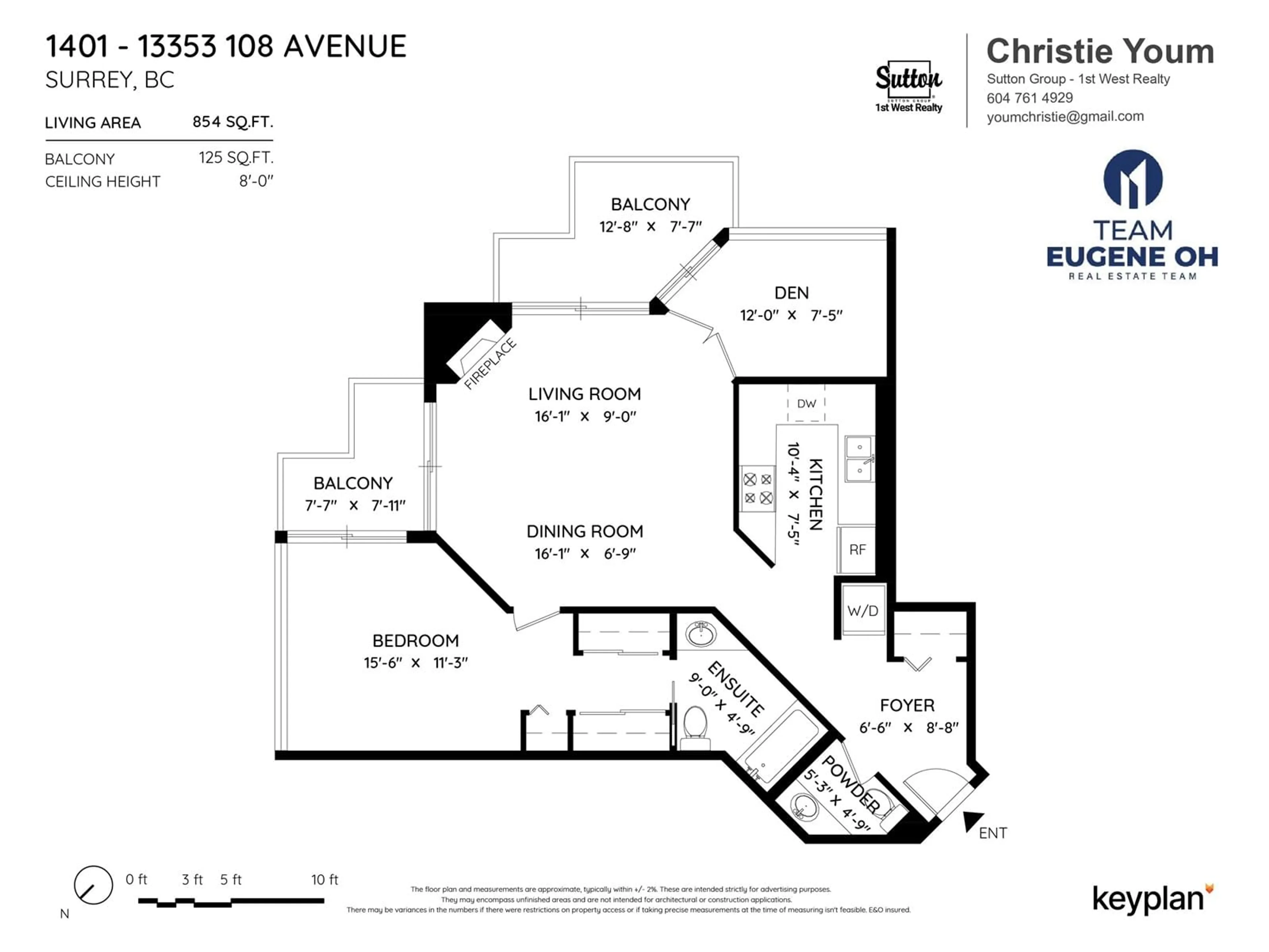 Floor plan for 1401 - 13353 108, Surrey British Columbia V3T5T5