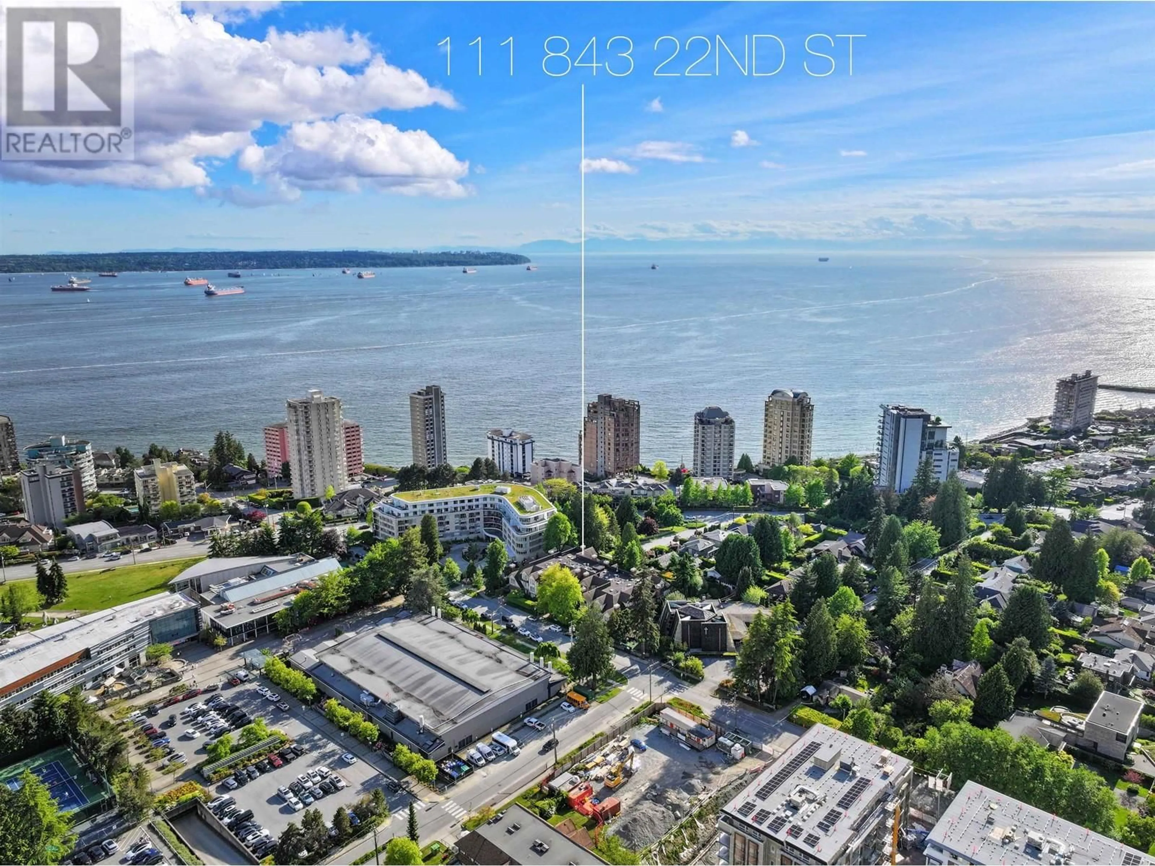 A pic from outside/outdoor area/front of a property/back of a property/a pic from drone, water/lake/river/ocean view for 111 - 843 22ND STREET, West Vancouver British Columbia V7V4C1