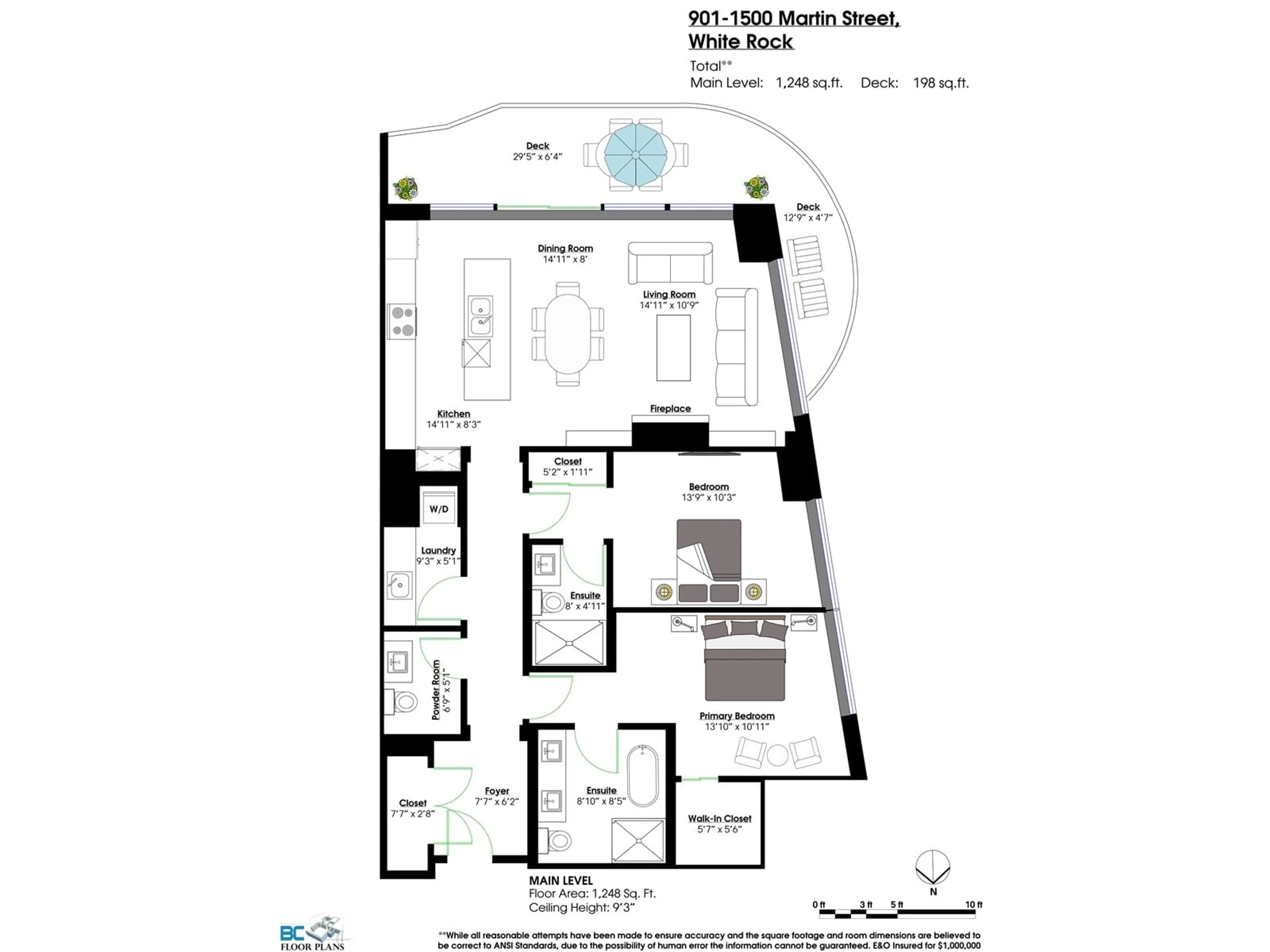 Floor plan for 901 - 1500 MARTIN, White Rock British Columbia V4B0C2