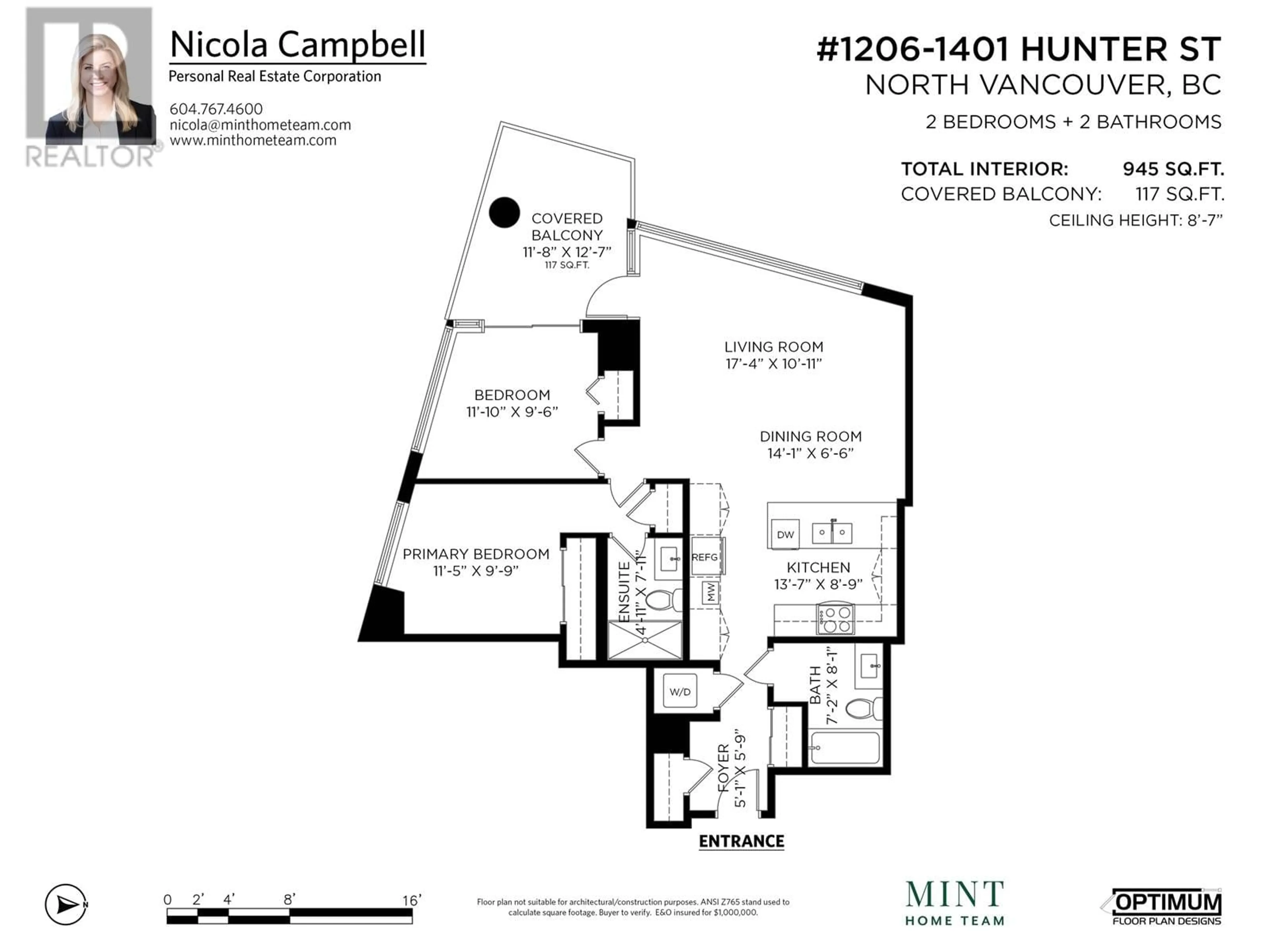 Floor plan for 1206 - 1401 HUNTER STREET, North Vancouver British Columbia V7J0E2