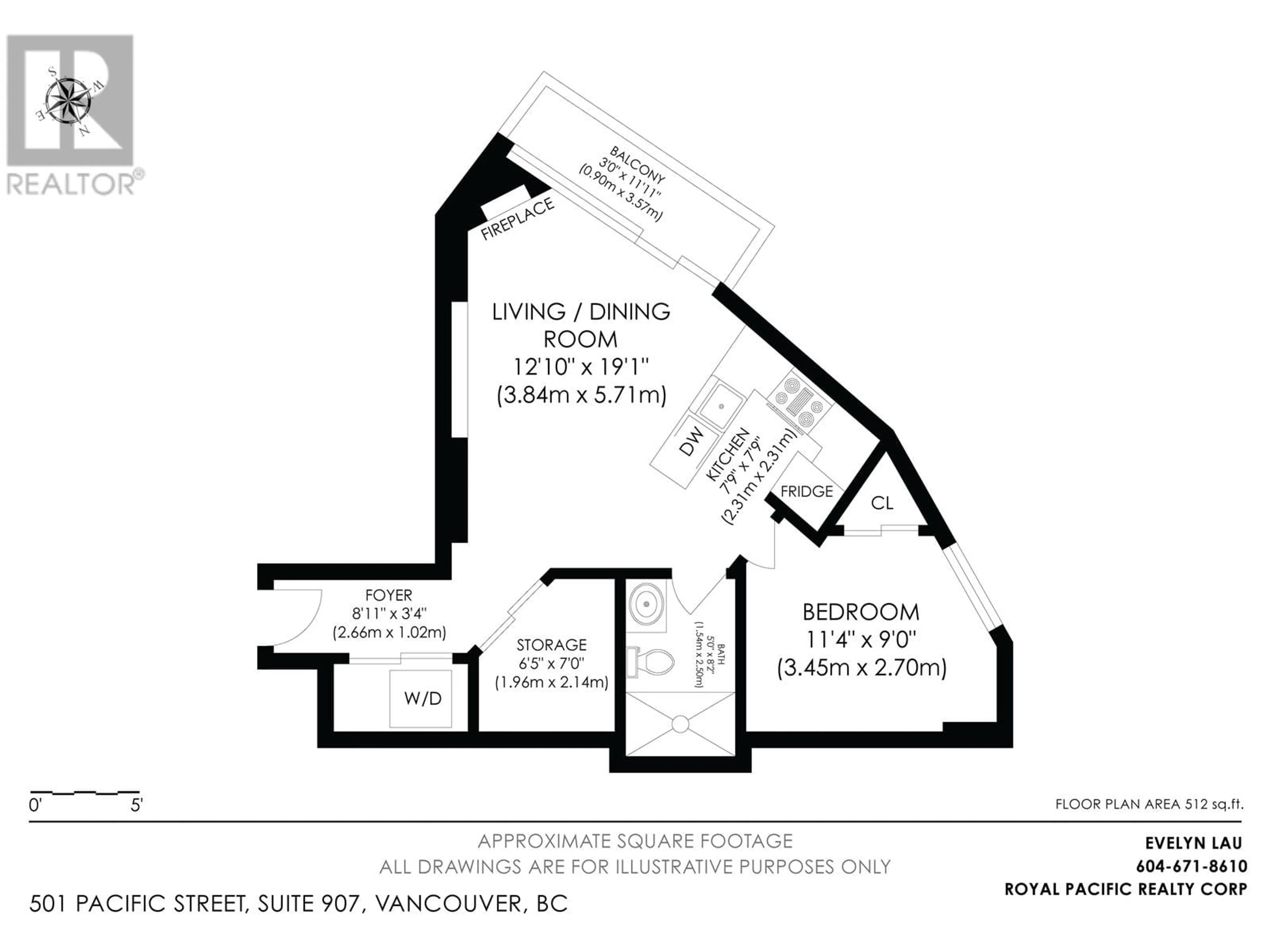 Floor plan for 907 - 501 PACIFIC STREET, Vancouver British Columbia V6Z2X6