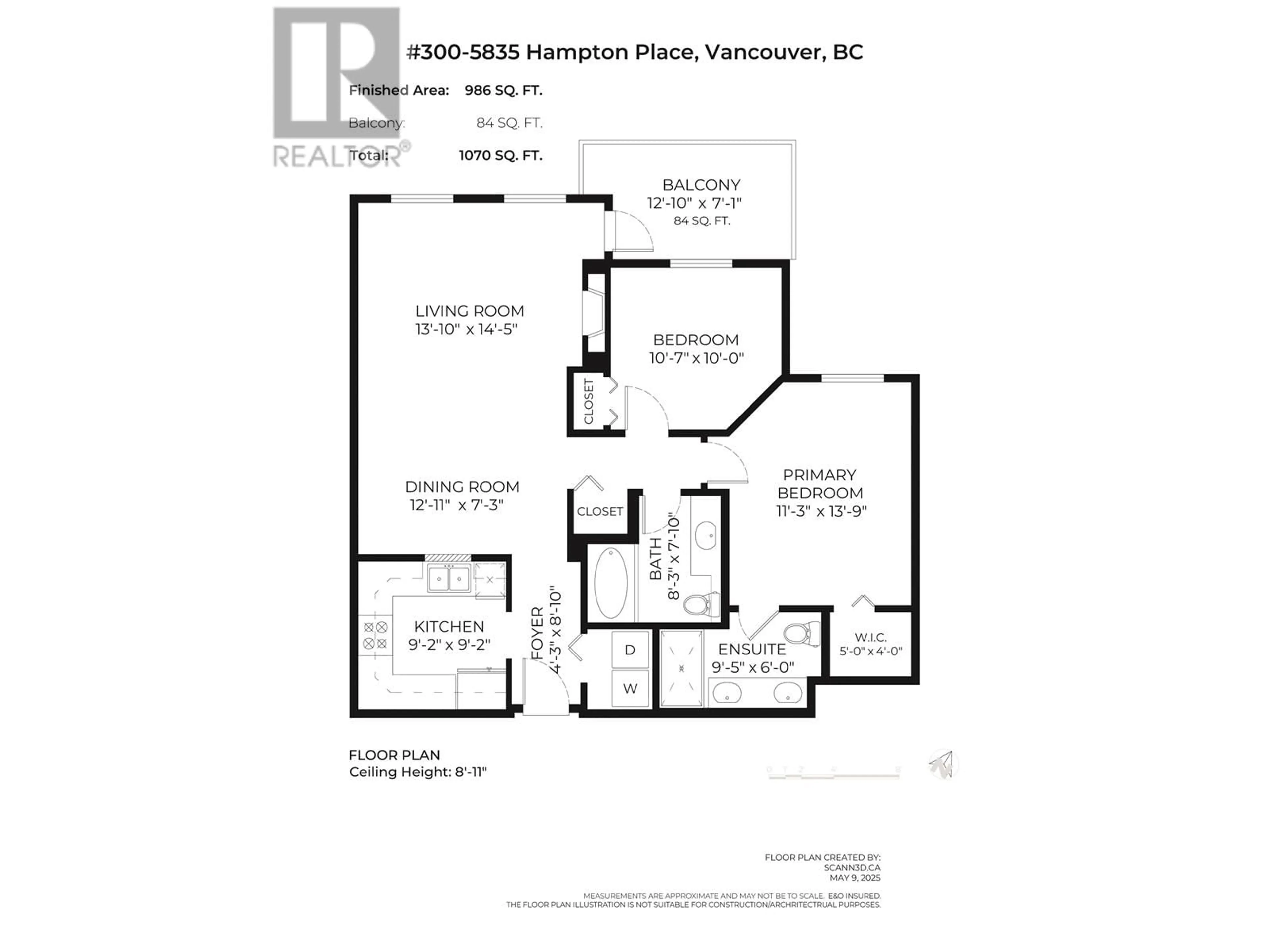 Floor plan for 300 - 5835 HAMPTON PLACE, Vancouver British Columbia V6T2G2