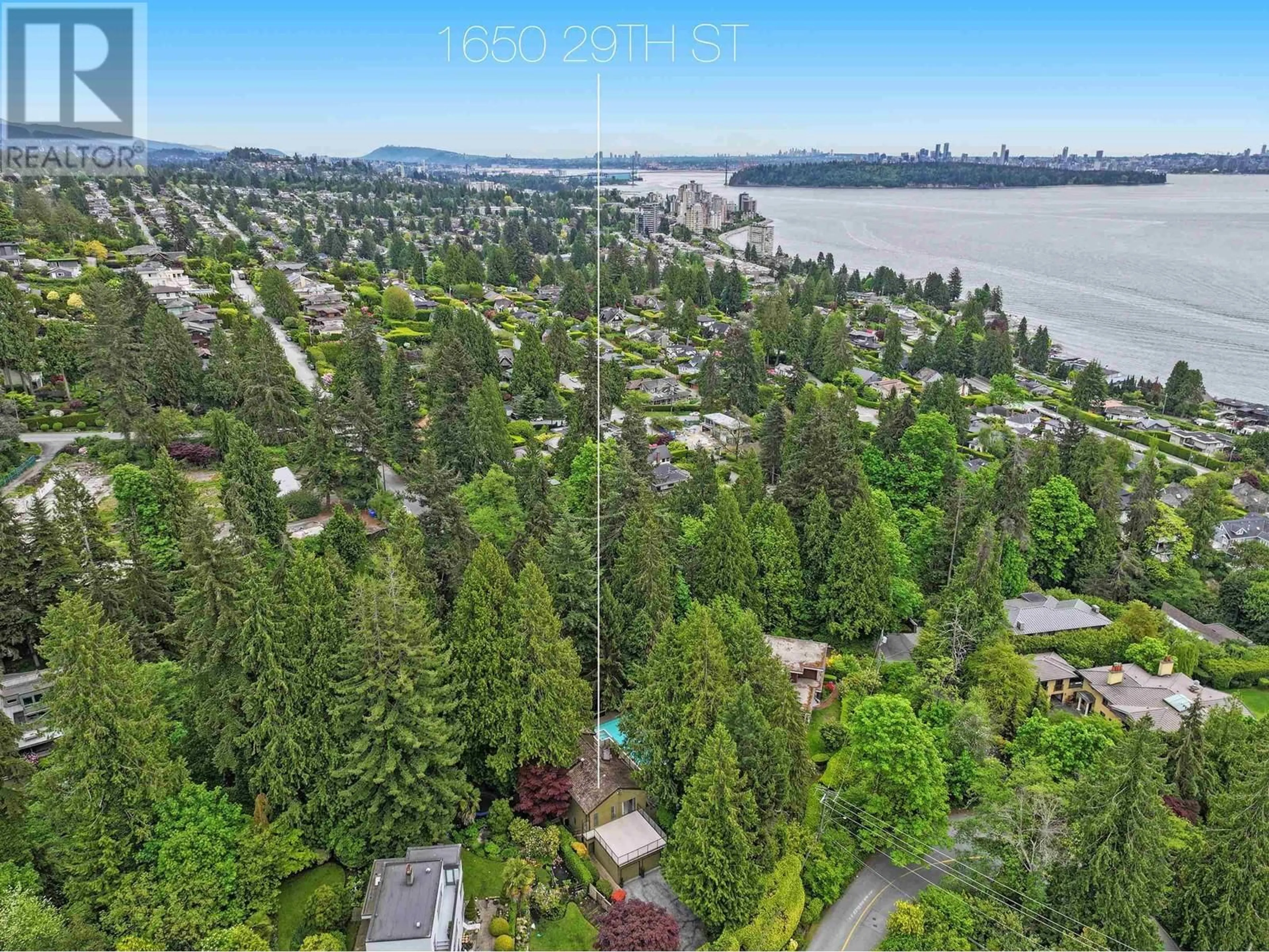A pic from outside/outdoor area/front of a property/back of a property/a pic from drone, water/lake/river/ocean view for 1650 29TH STREET, West Vancouver British Columbia V7V4M8