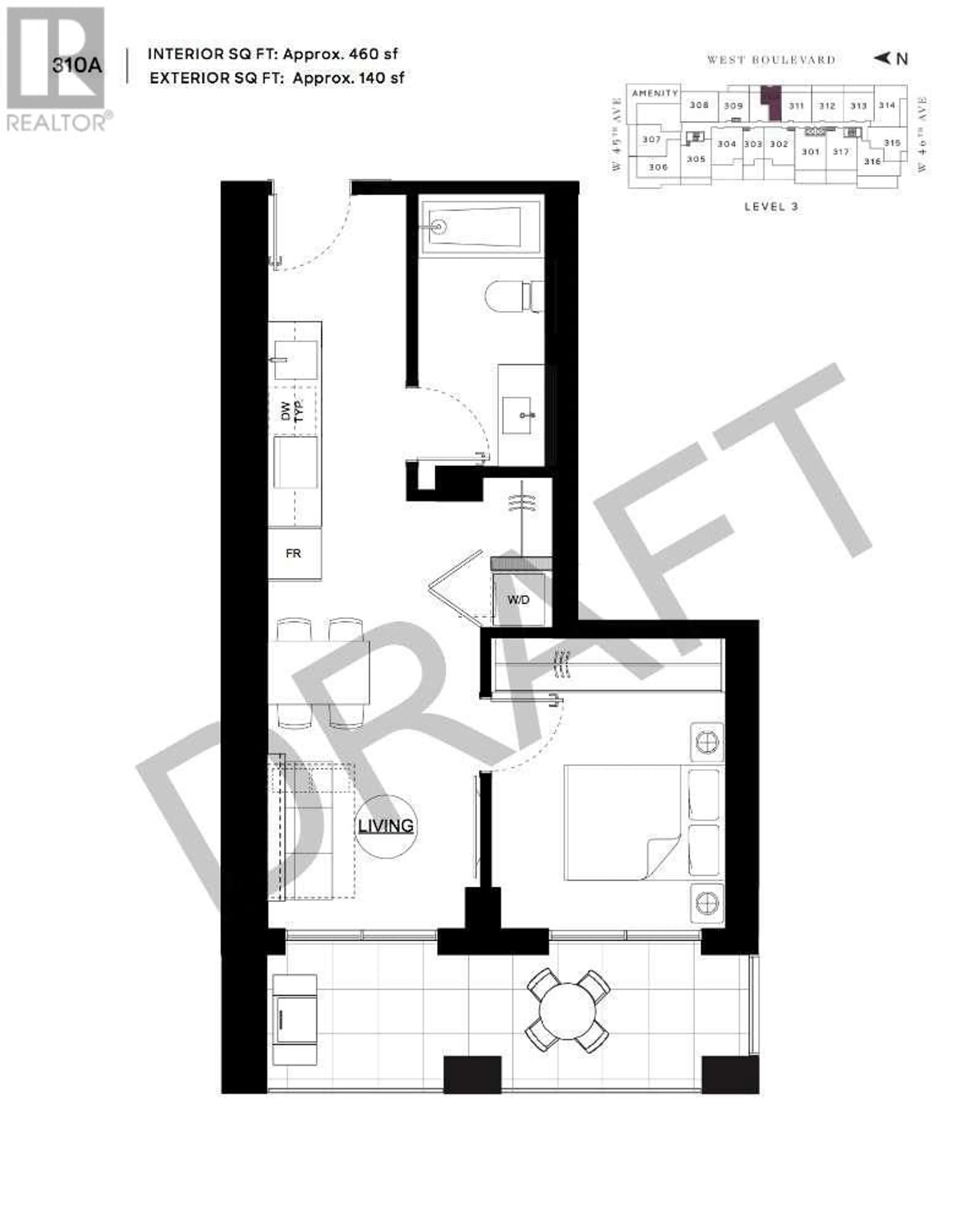 Floor plan for 309 - 2105 46TH AVENUE, Vancouver British Columbia V6M2L1