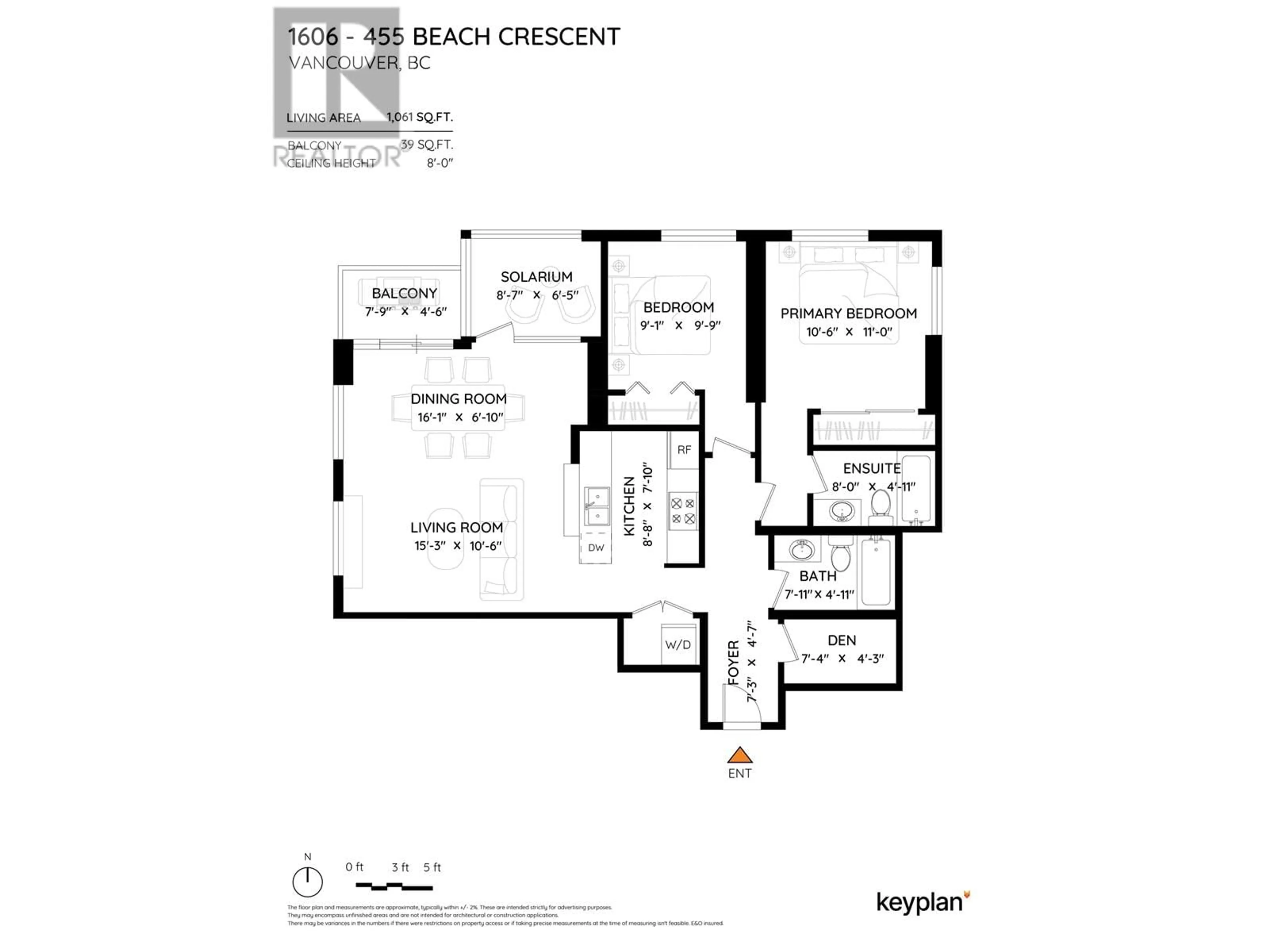 Floor plan for 1606 - 455 BEACH CRESCENT, Vancouver British Columbia V6Z3E5