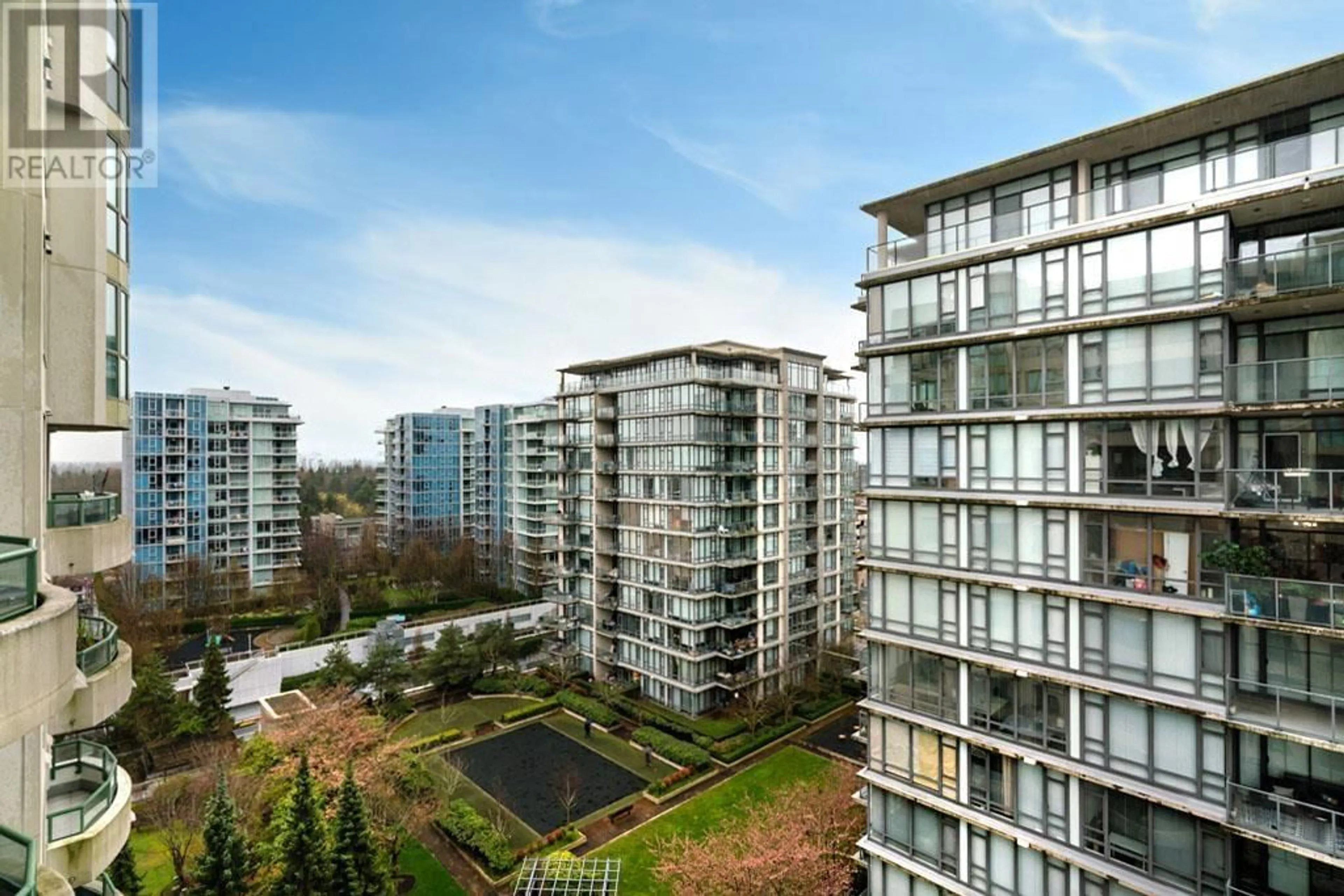 A pic from outside/outdoor area/front of a property/back of a property/a pic from drone, city buildings view from balcony for 1508 - 7380 ELMBRIDGE WAY, Richmond British Columbia V6X4A1