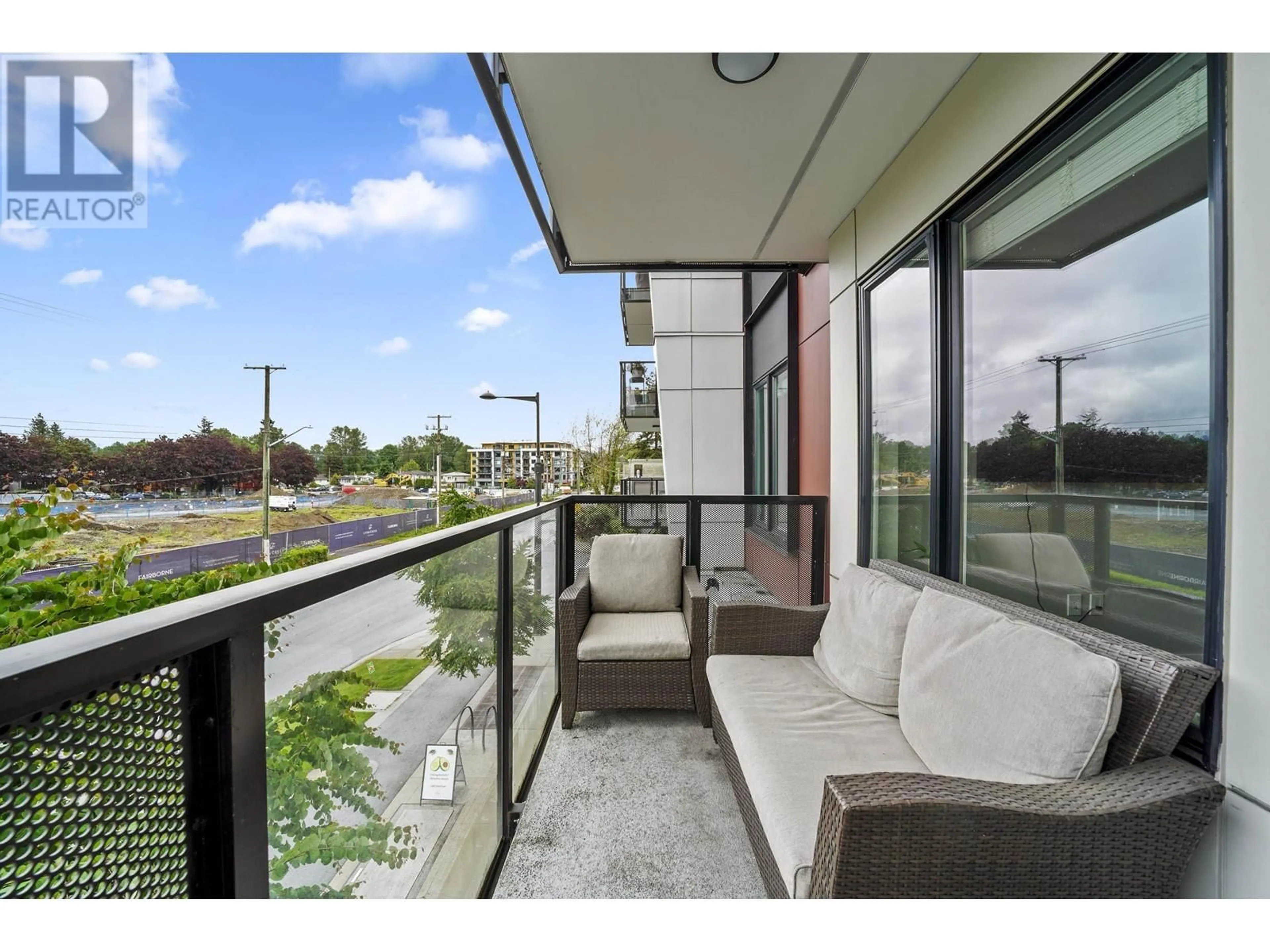 Balcony in the apartment, water/lake/river/ocean view for 208 - 1496 CHARLOTTE ROAD, North Vancouver British Columbia V7J0C9