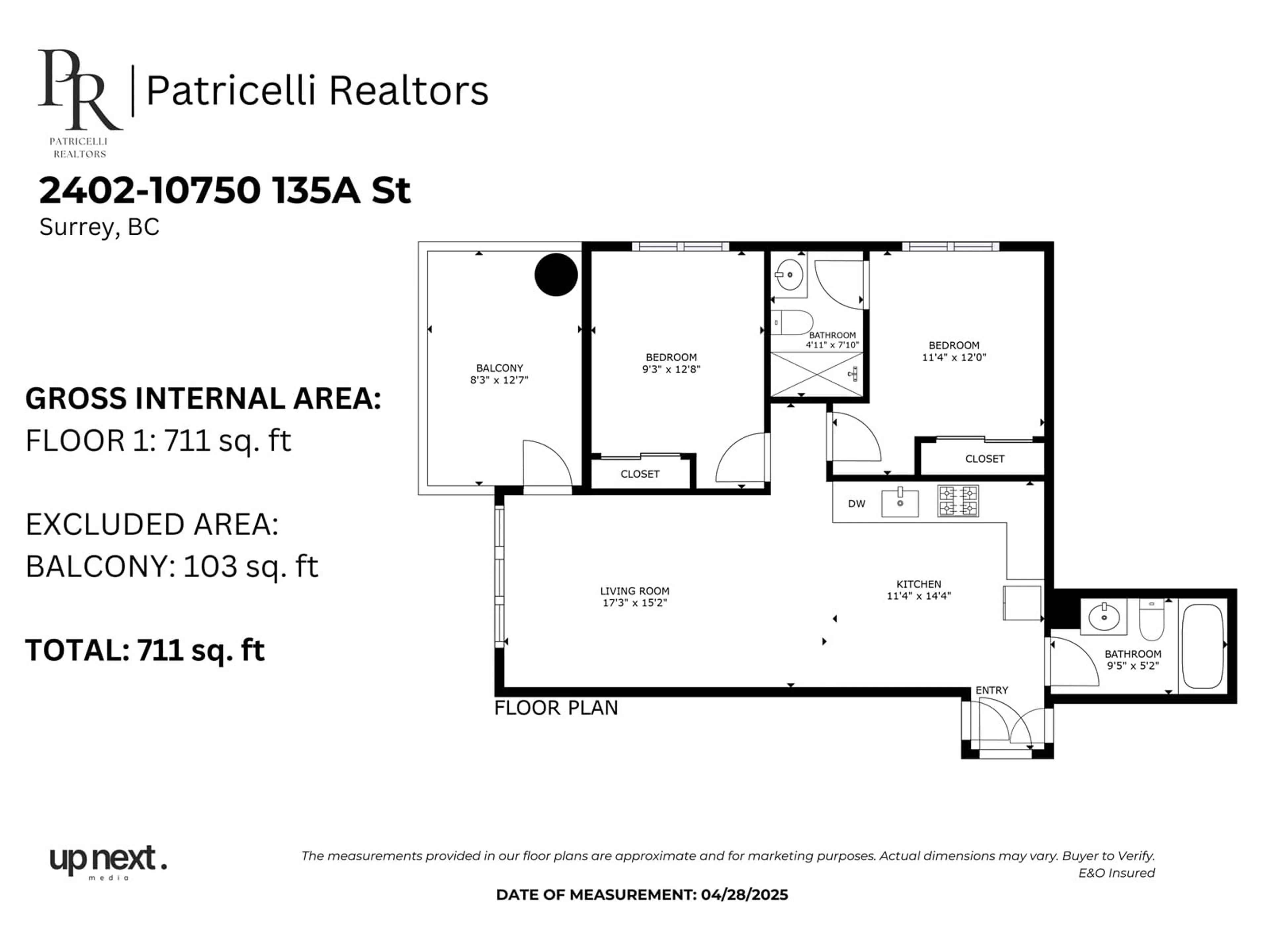 Floor plan for 2402 - 10750 135A, Surrey British Columbia V3T0A4