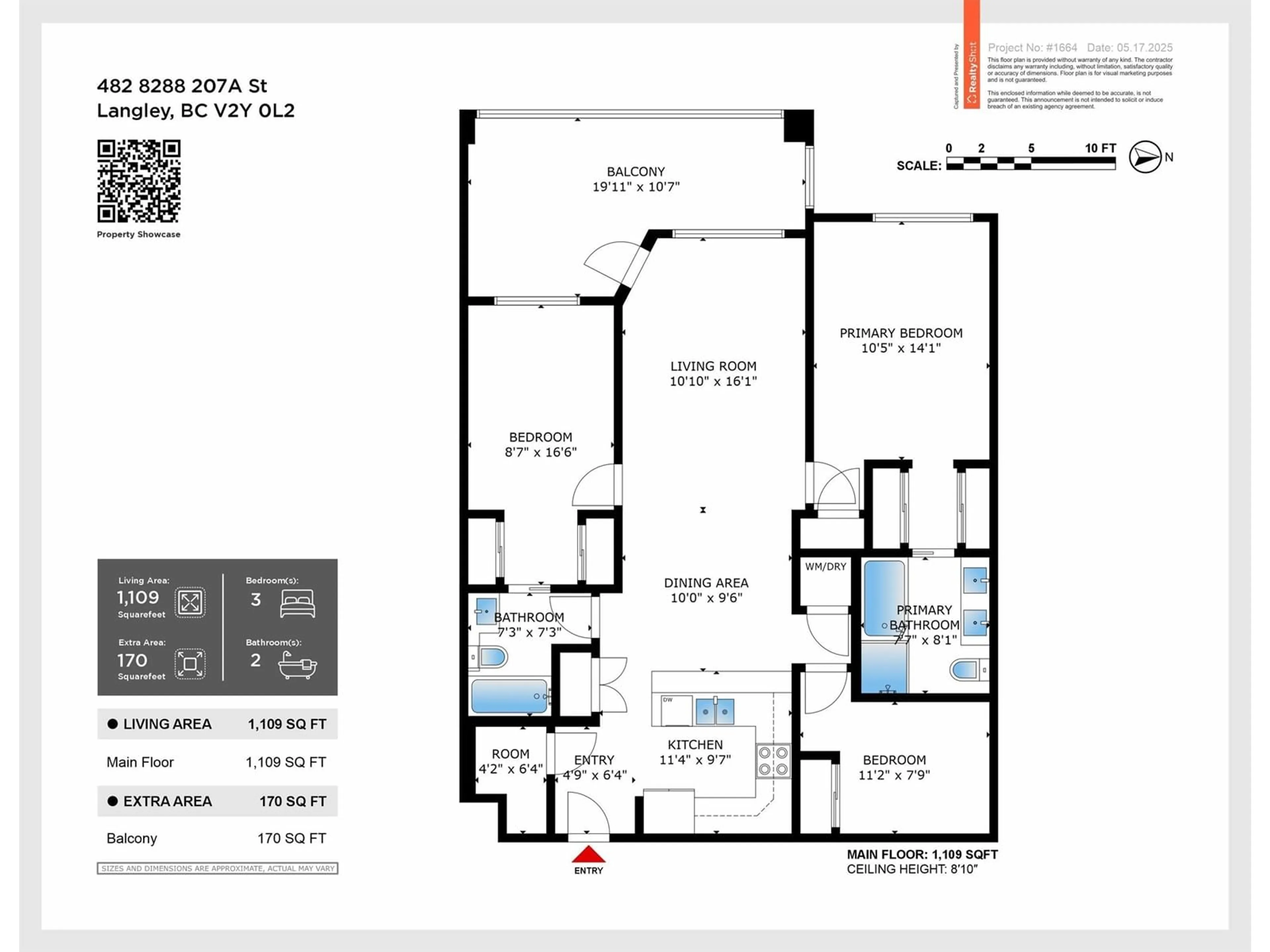 Floor plan for 482 - 8288 207A, Langley British Columbia V2Y0L2