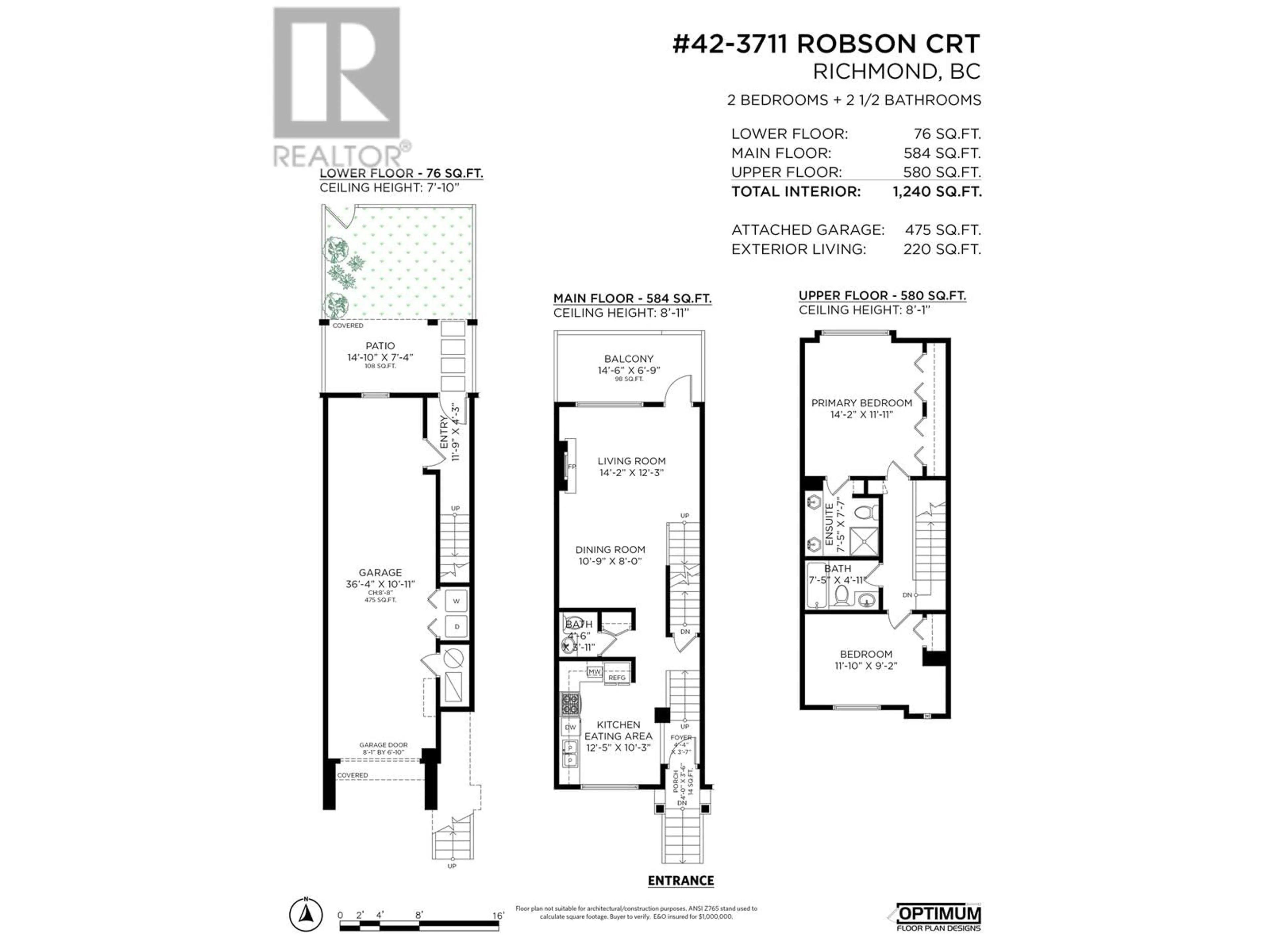 Floor plan for 42 - 3711 ROBSON COURT, Richmond British Columbia V7C5T8