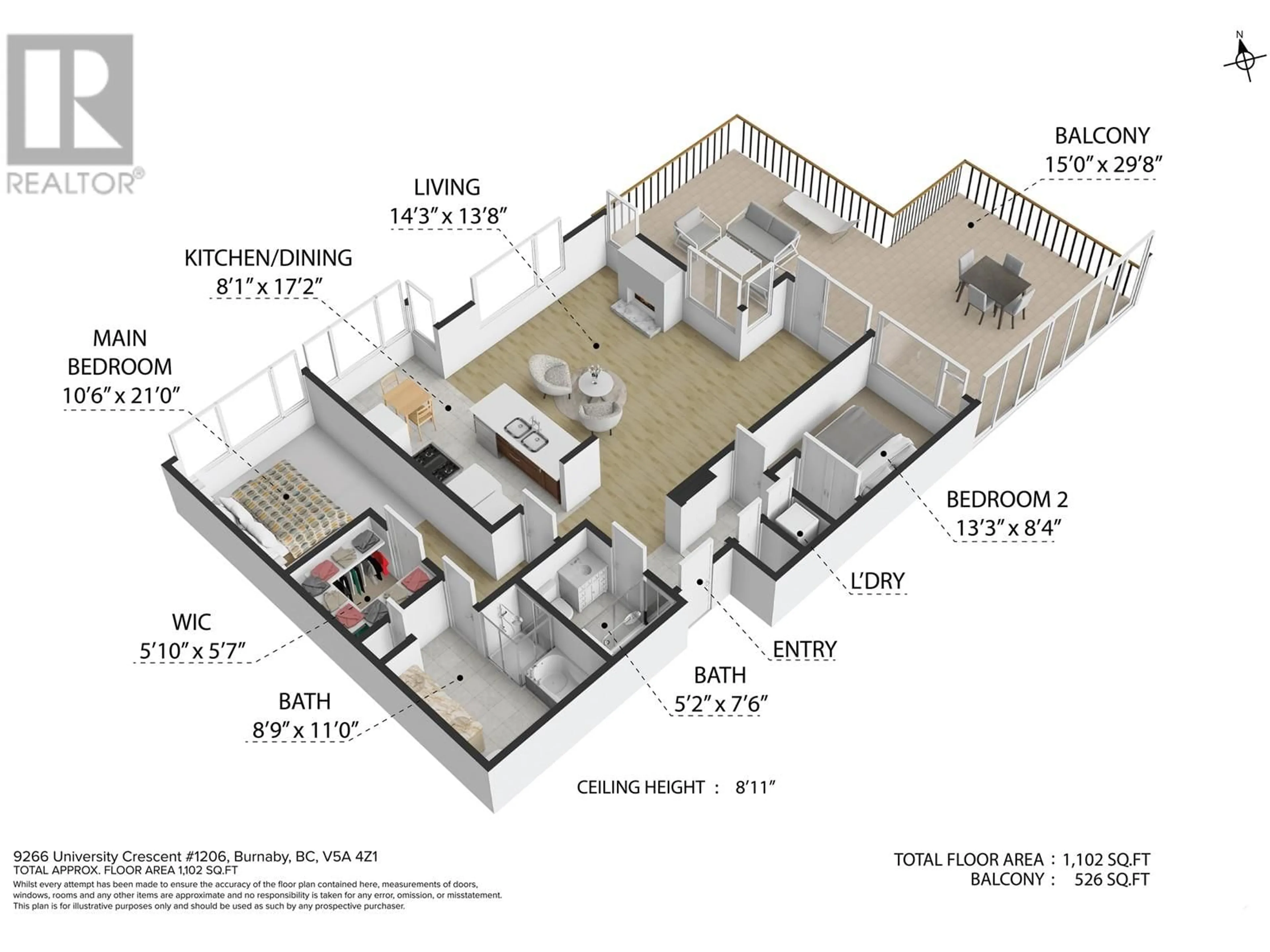 Floor plan for 1206 - 9266 UNIVERSITY CRESCENT, Burnaby British Columbia V5A4Z1