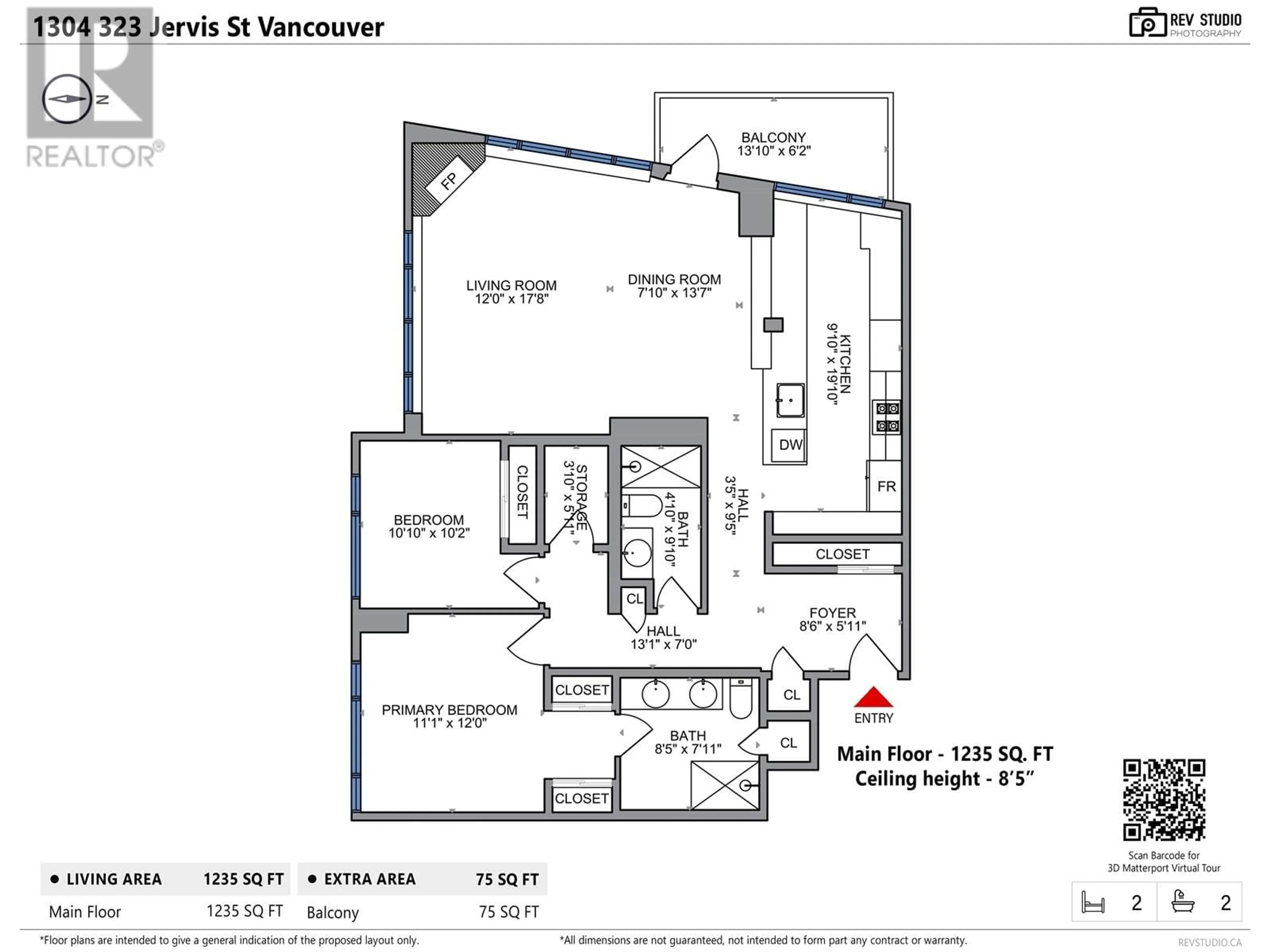 Floor plan for 1304 - 323 JERVIS STREET, Vancouver British Columbia V6C3P8