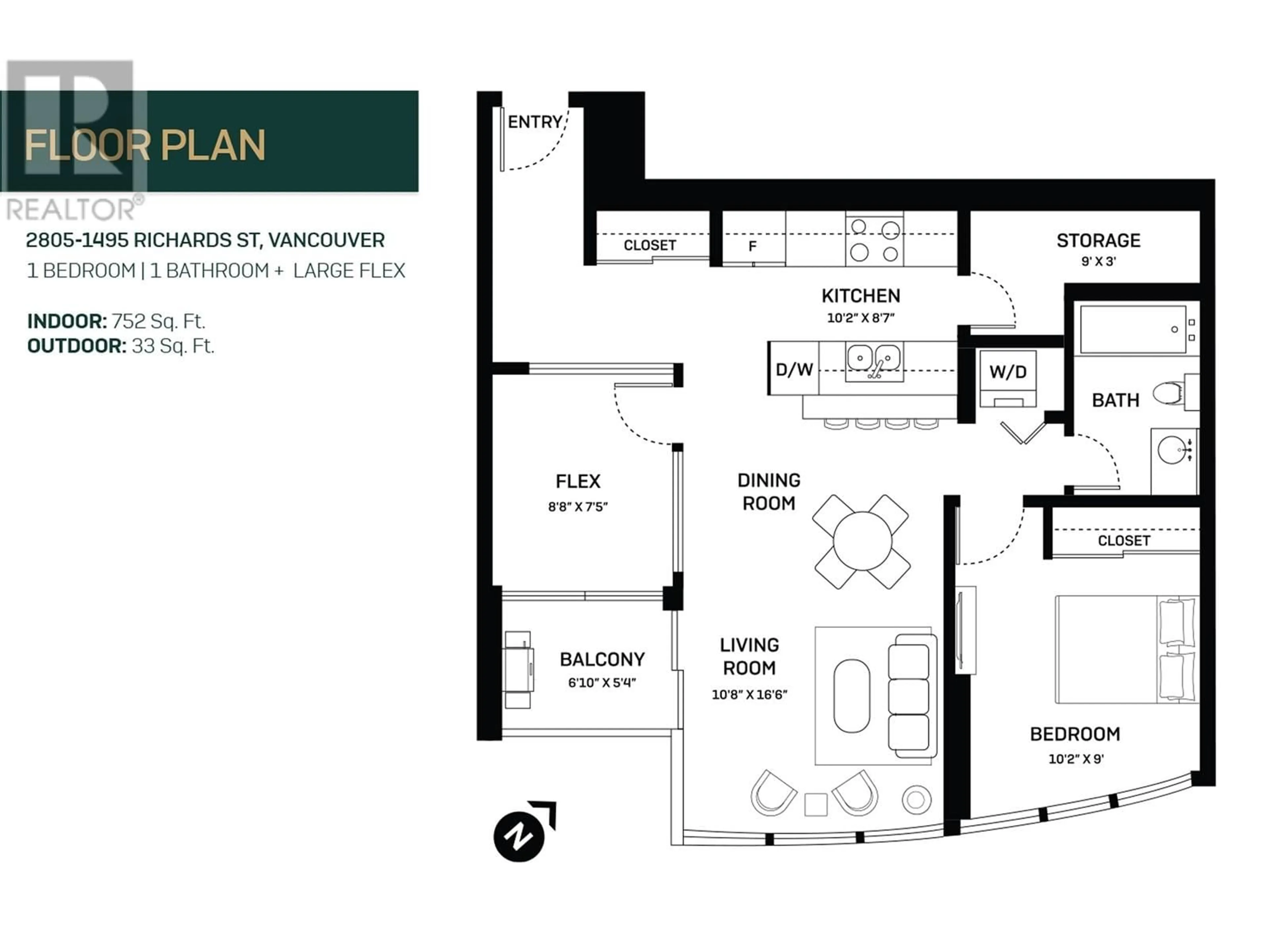 Floor plan for 2805 - 1495 RICHARDS STREET, Vancouver British Columbia V6Z3E3