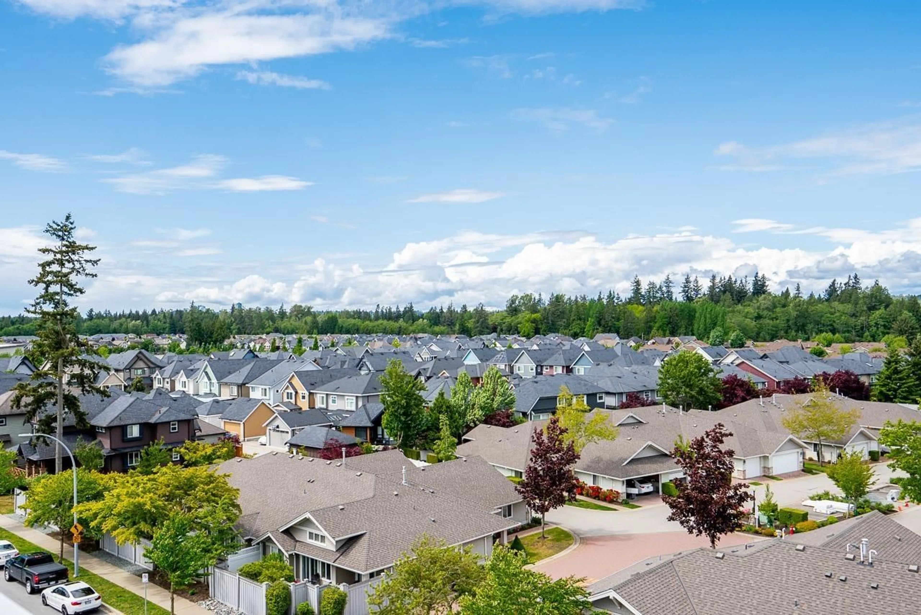 A pic from outside/outdoor area/front of a property/back of a property/a pic from drone, city buildings view from balcony for 213 - 163 175A, Surrey British Columbia V0V0V0
