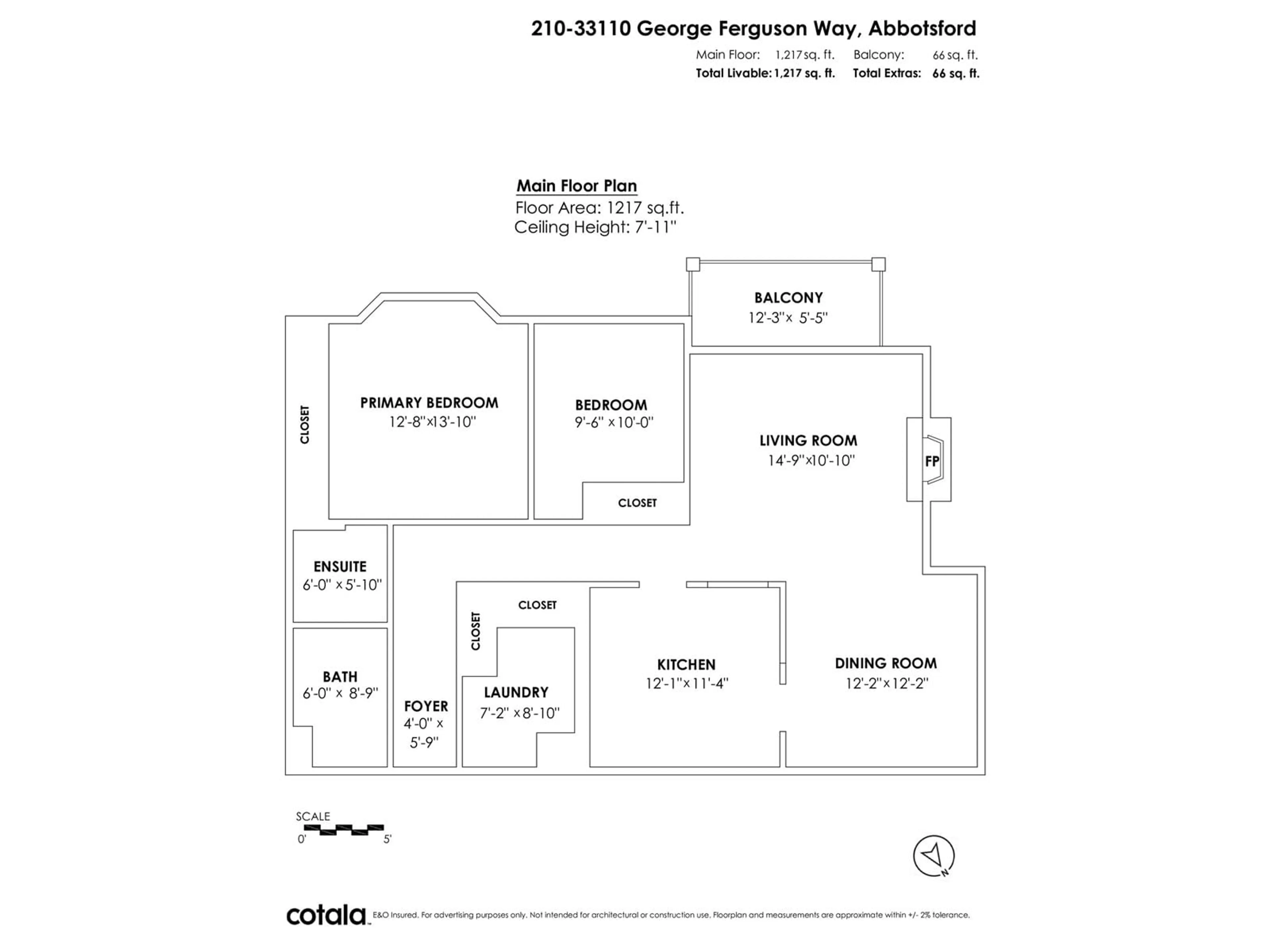 Floor plan for 210 - 33110 GEORGE FERGUSON, Abbotsford British Columbia V2S2L5