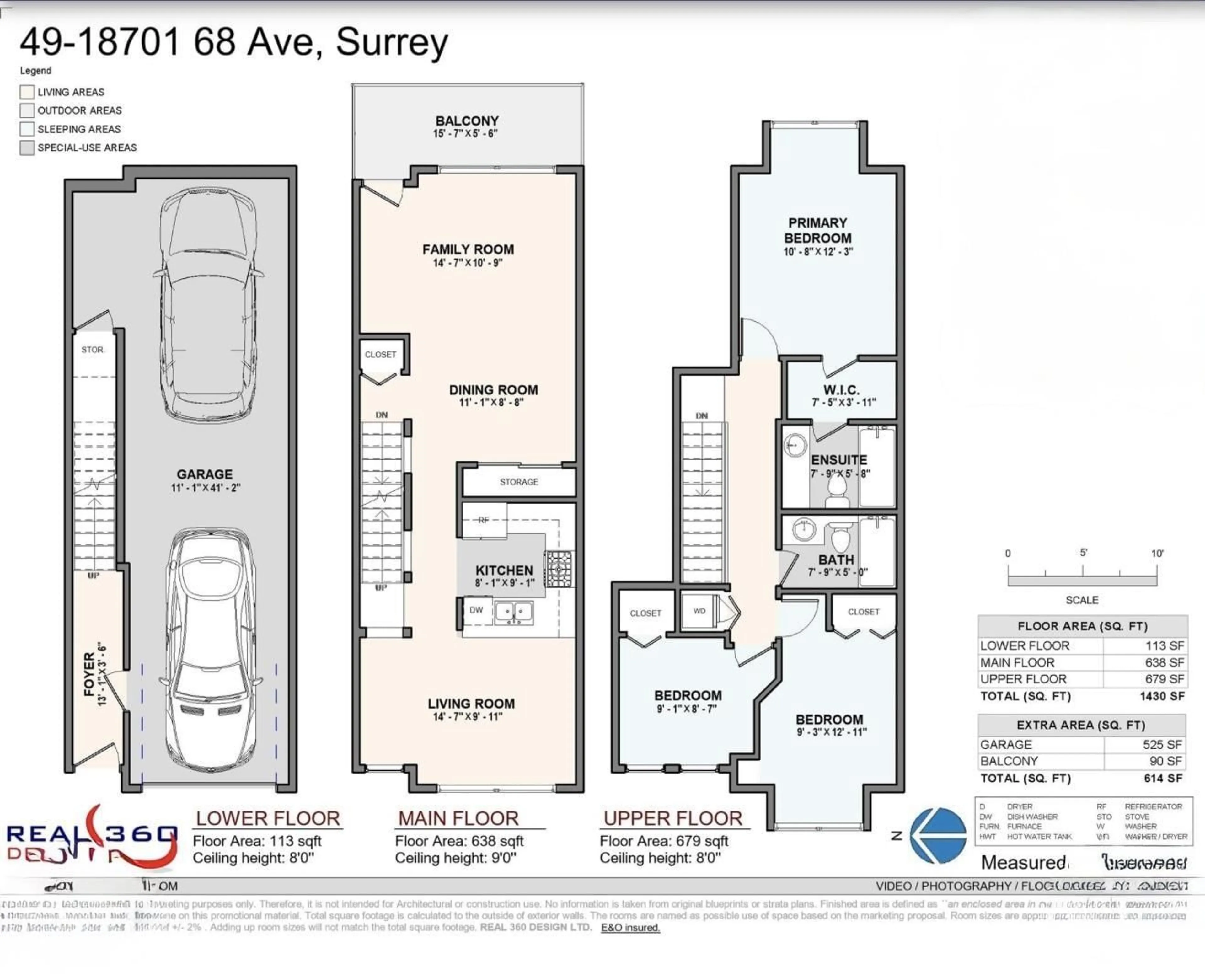Floor plan for 49 - 18701 66, Surrey British Columbia V3S4P3
