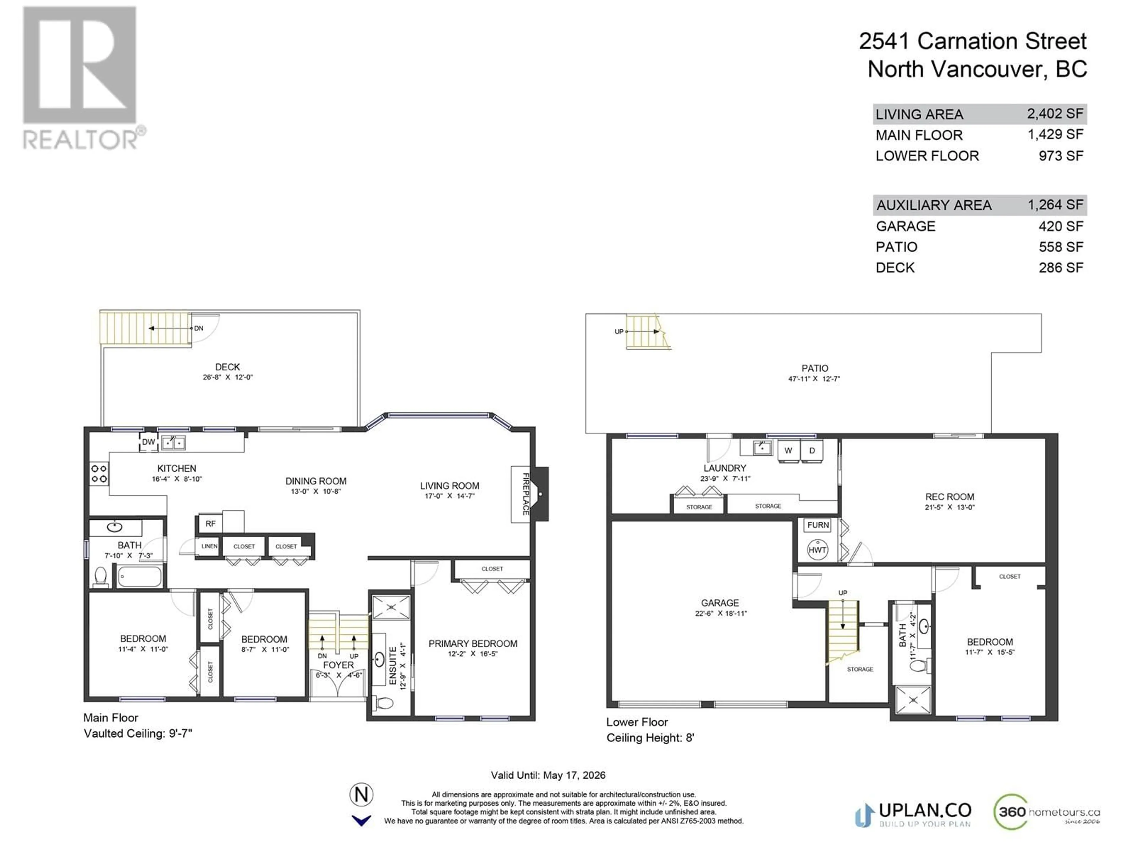 Floor plan for 2541 CARNATION STREET, North Vancouver British Columbia V7H1H6