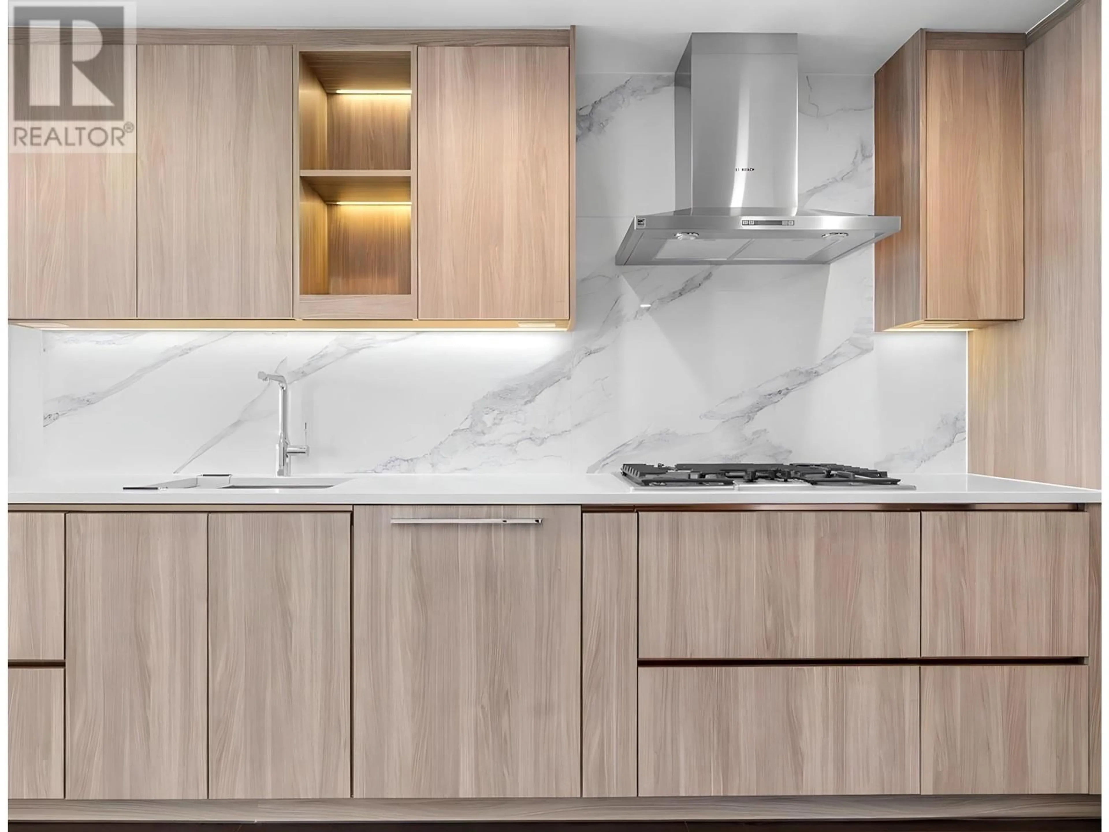 Contemporary kitchen, wood/laminate floor for 1107 - 4890 LOUGHEED HIGHWAY, Burnaby British Columbia V5C0N2