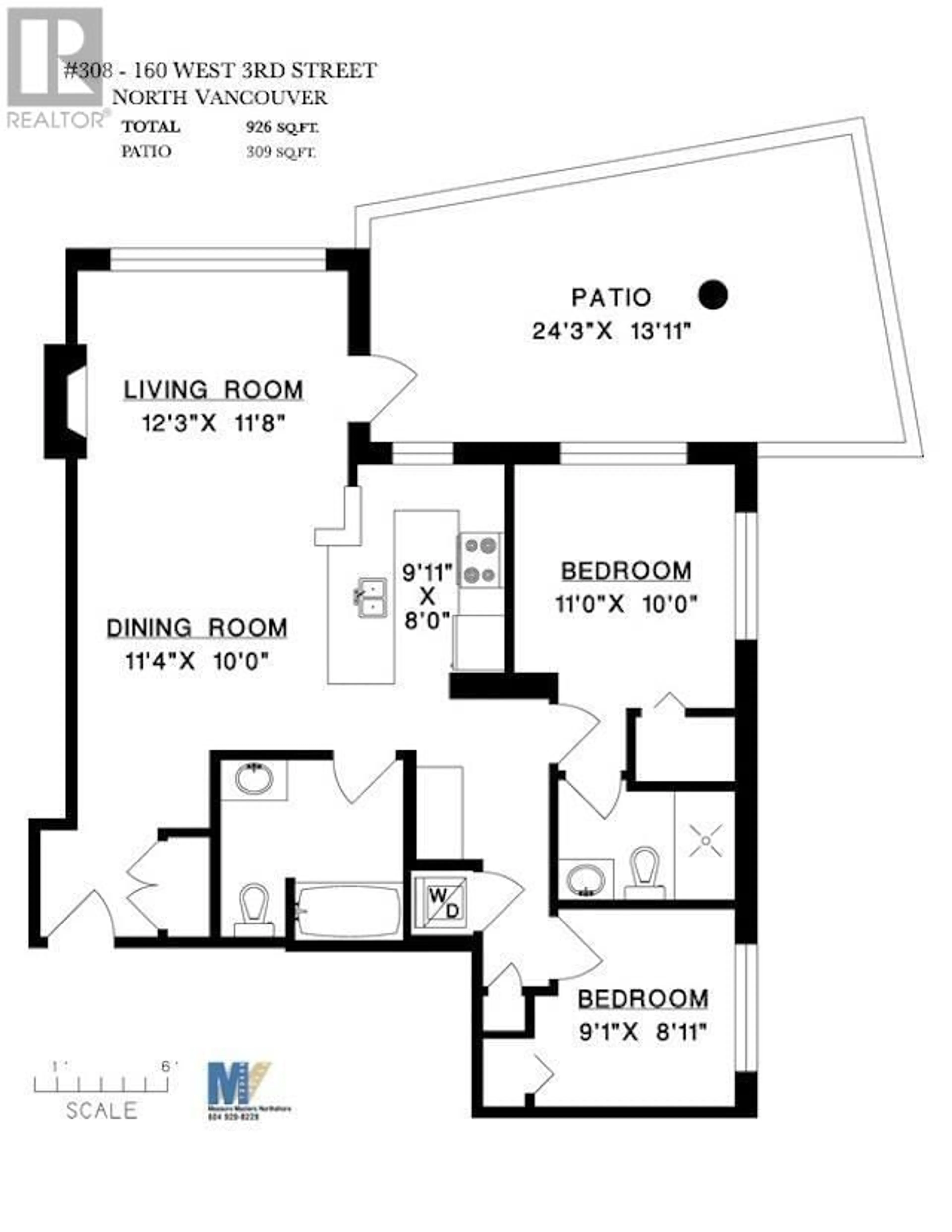 Floor plan for 308 - 160 3RD STREET, North Vancouver British Columbia V7M0A9