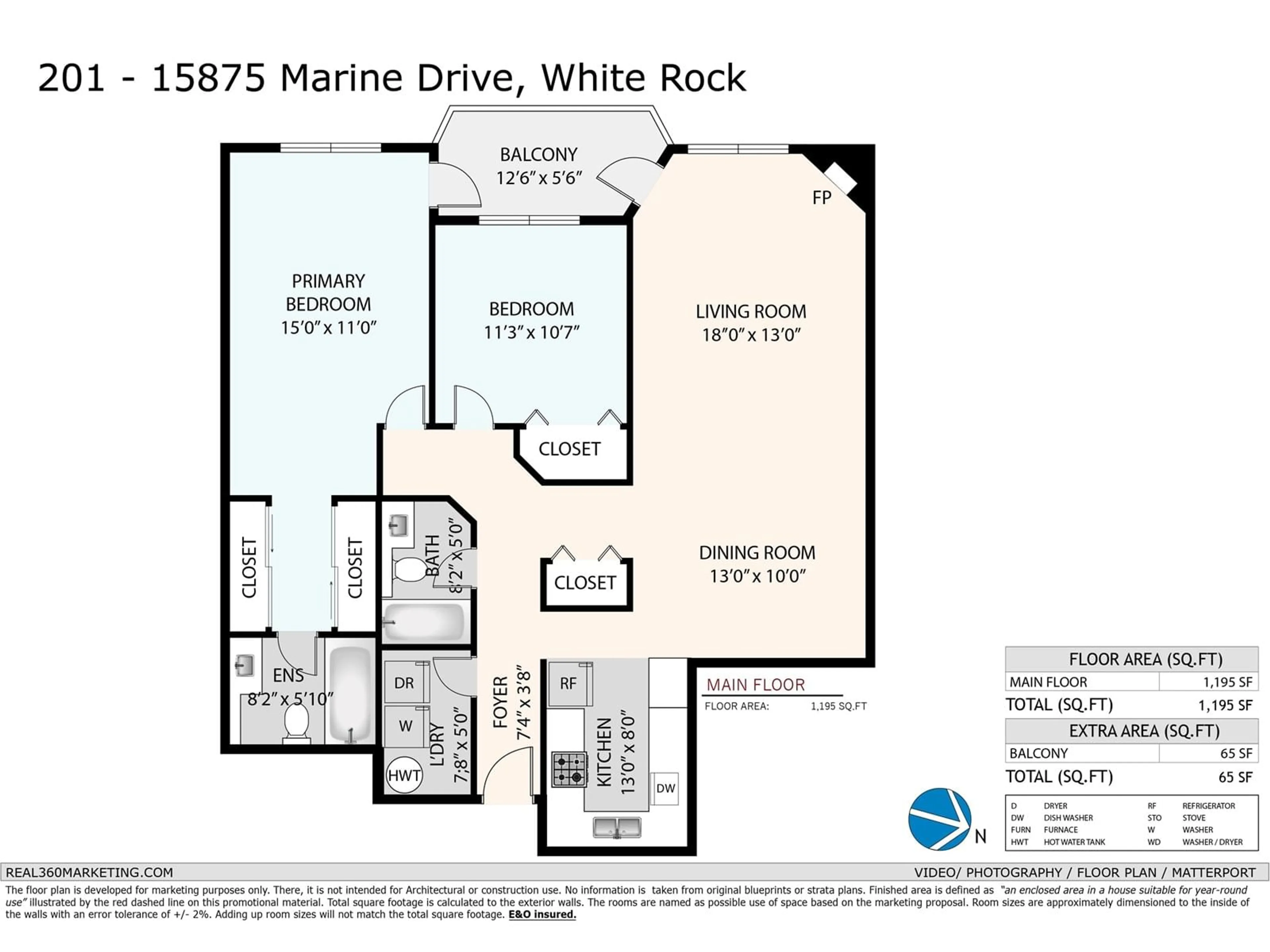 Floor plan for 201 - 15875 MARINE, Surrey British Columbia V4B5J2