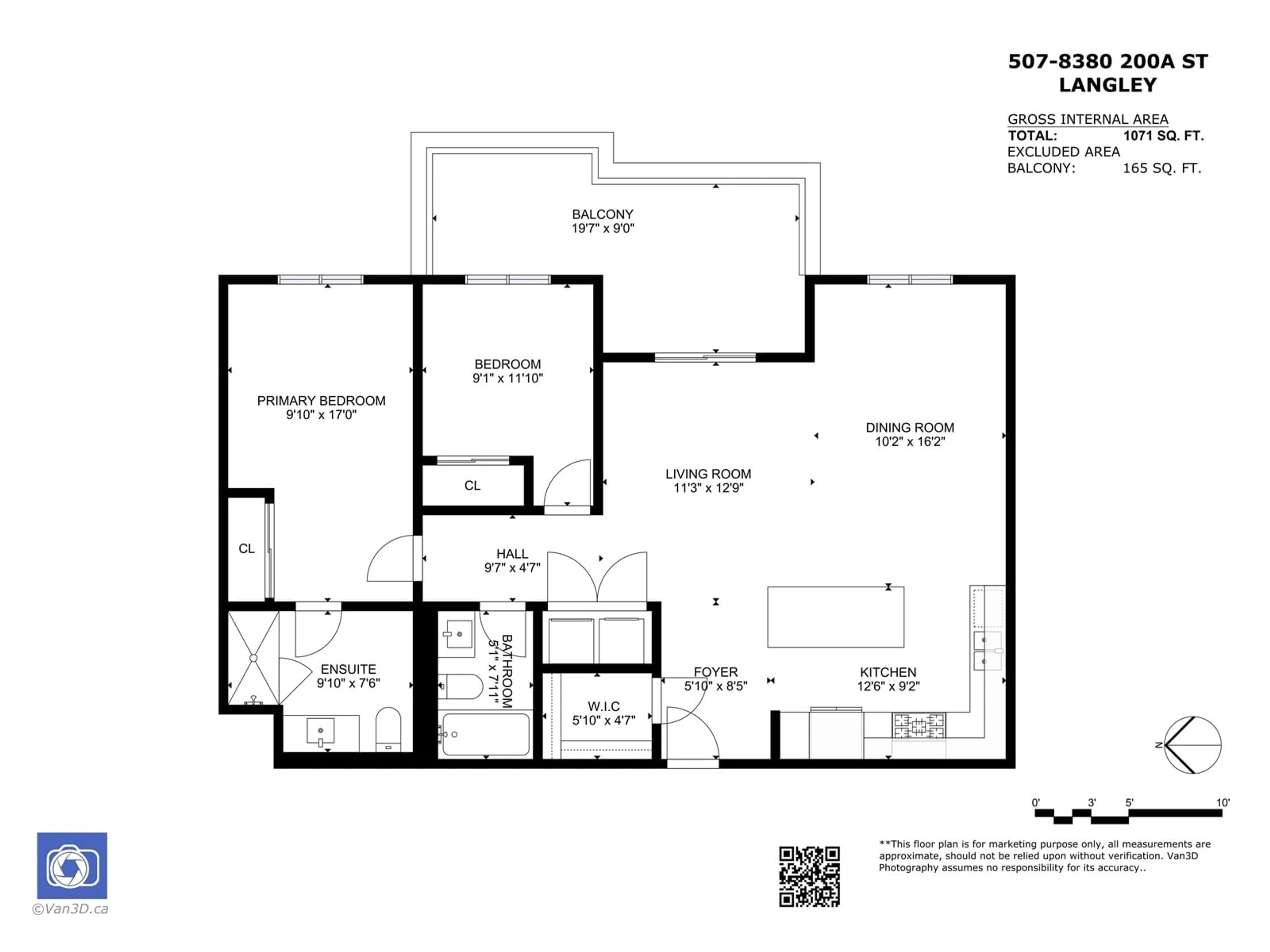 Floor plan for 507 - 8380 200A, Langley British Columbia V2Y3S5
