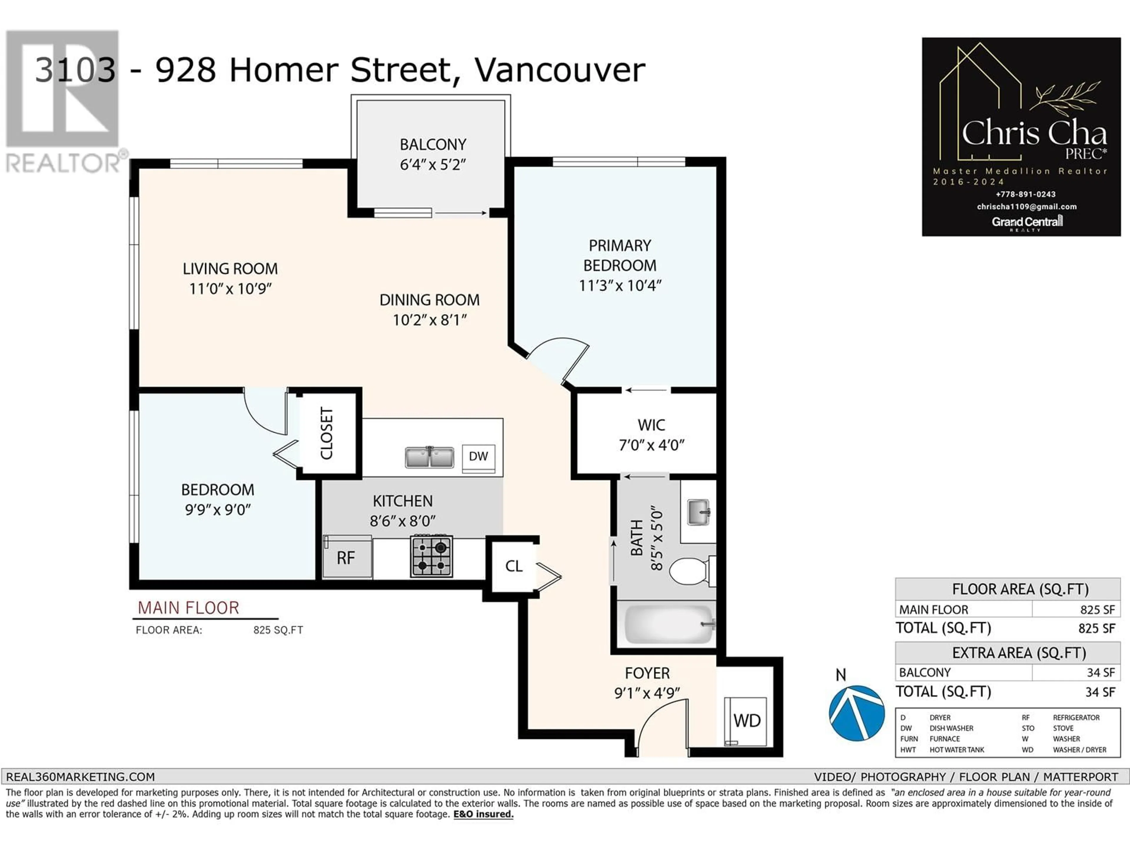 Floor plan for 3103 - 928 HOMER STREET, Vancouver British Columbia V6B1T7
