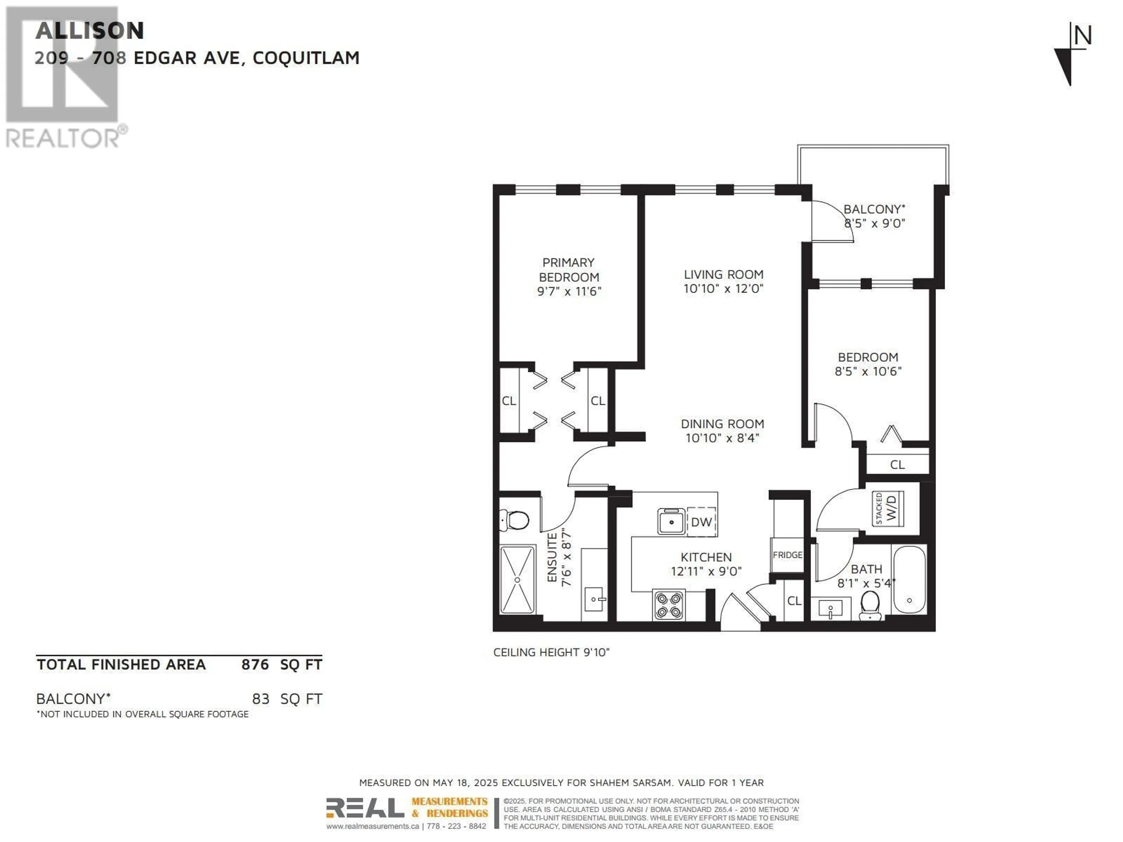 Floor plan for 209 - 708 EDGAR AVENUE, Coquitlam British Columbia V3K0H3