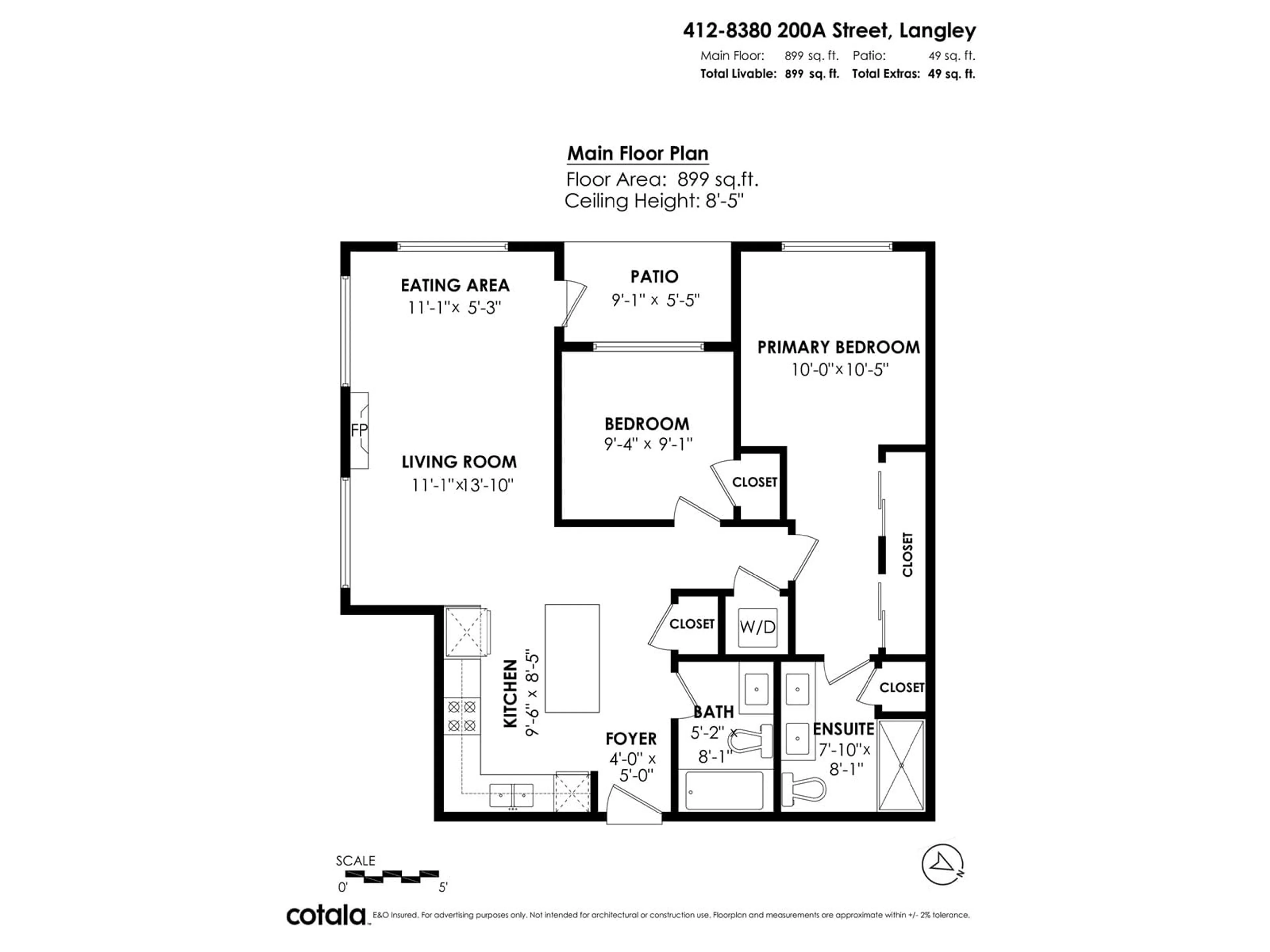 Floor plan for 412 - 8380 200A, Langley British Columbia V2Y3S5