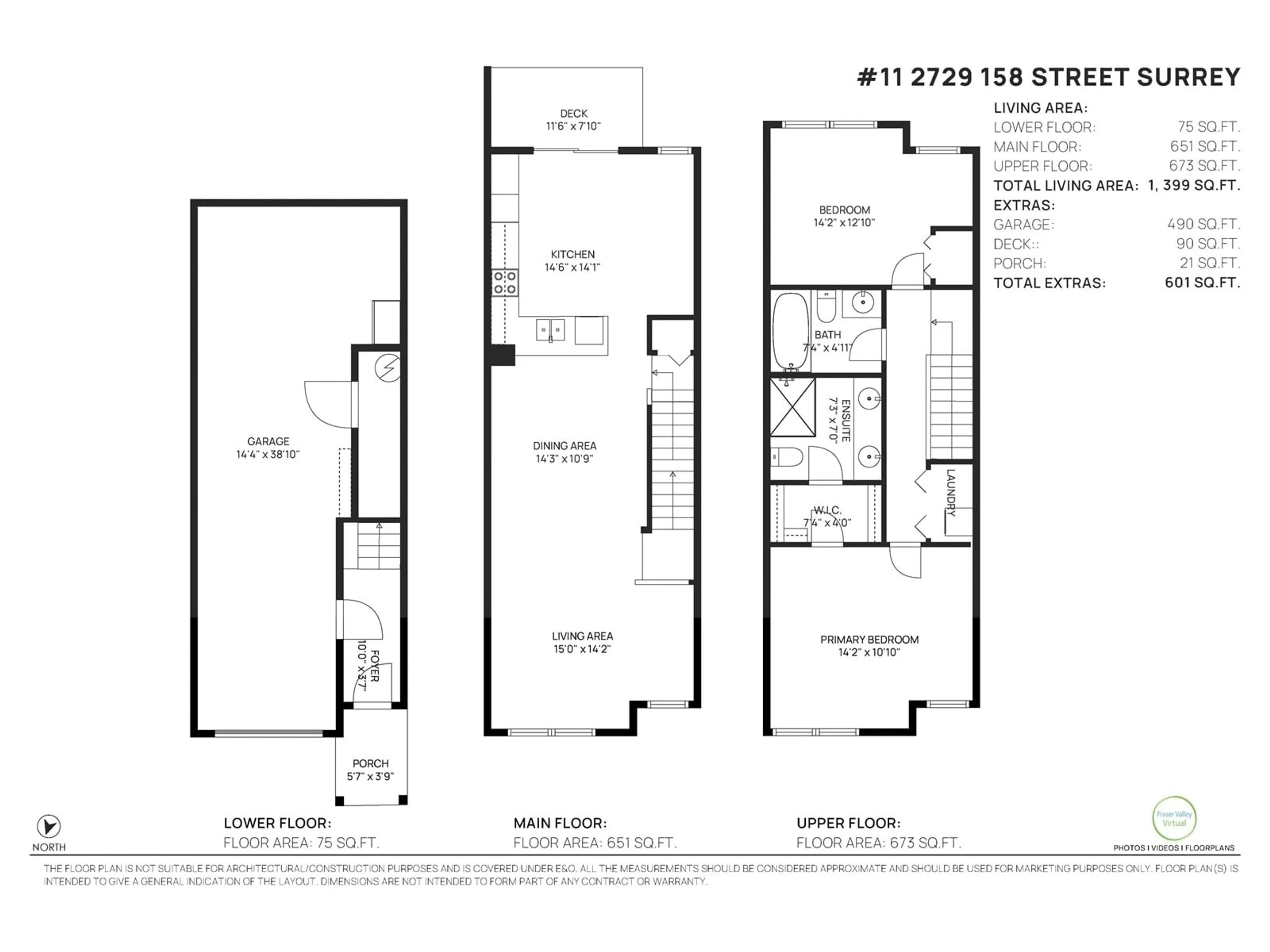 Floor plan for 11 - 2729 158, Surrey British Columbia V3Z1P4
