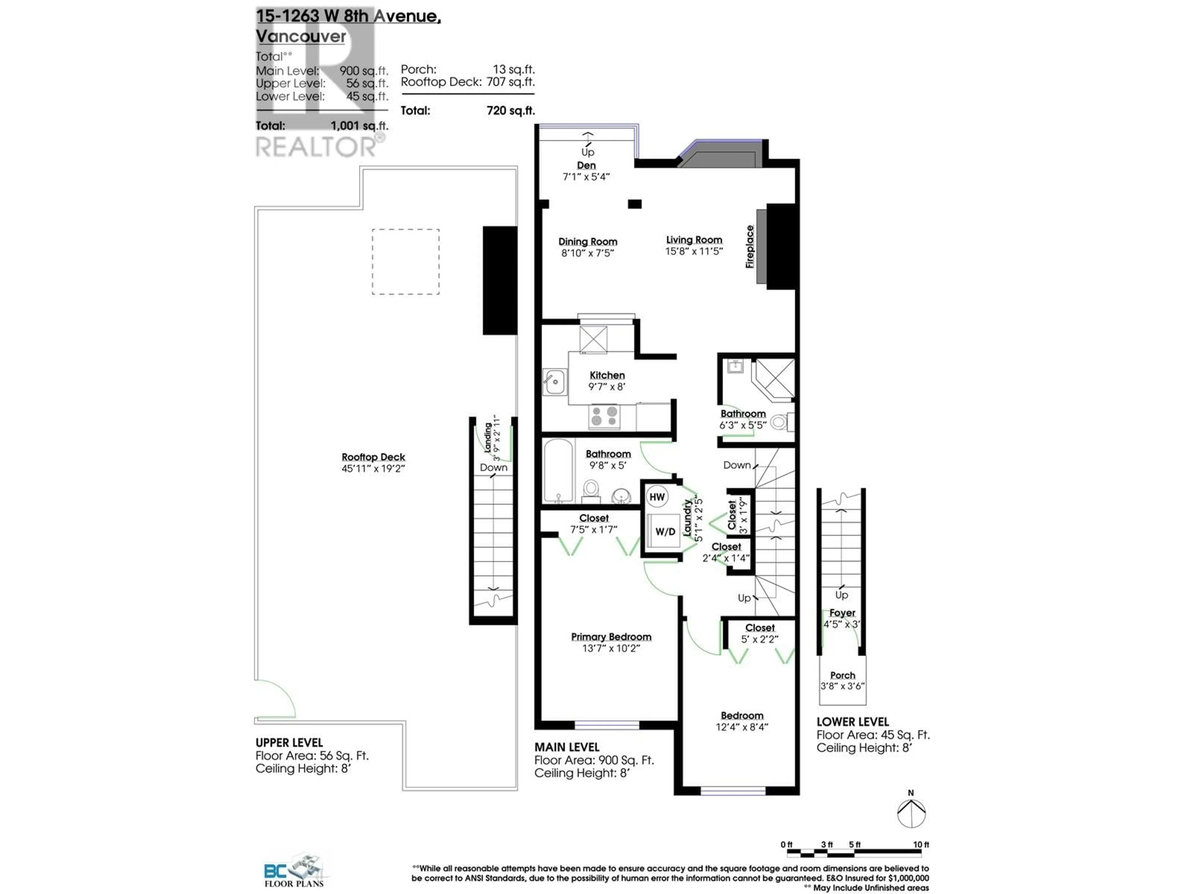 Floor plan for 15 - 1263 8TH AVENUE, Vancouver British Columbia V6H1C7
