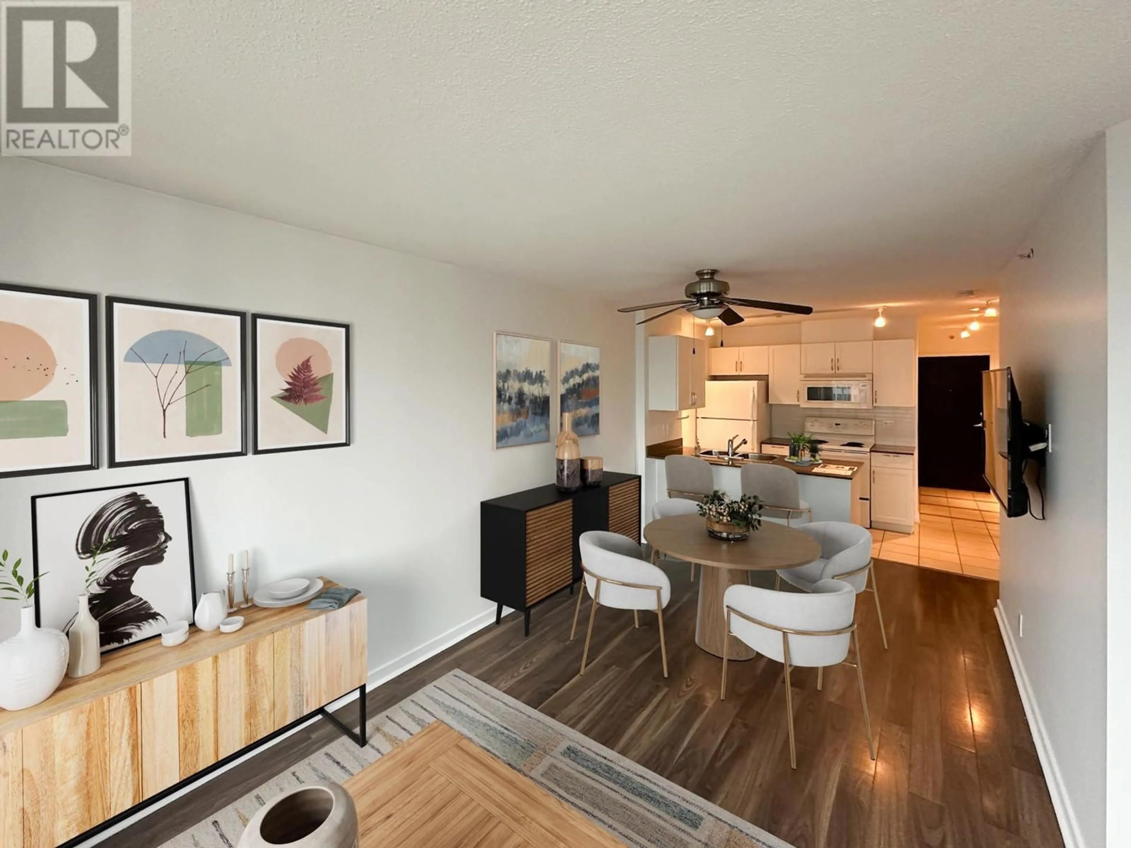 Living room with furniture, wood/laminate floor for 1907 - 938 SMITHE STREET, Vancouver British Columbia V6Z3H8