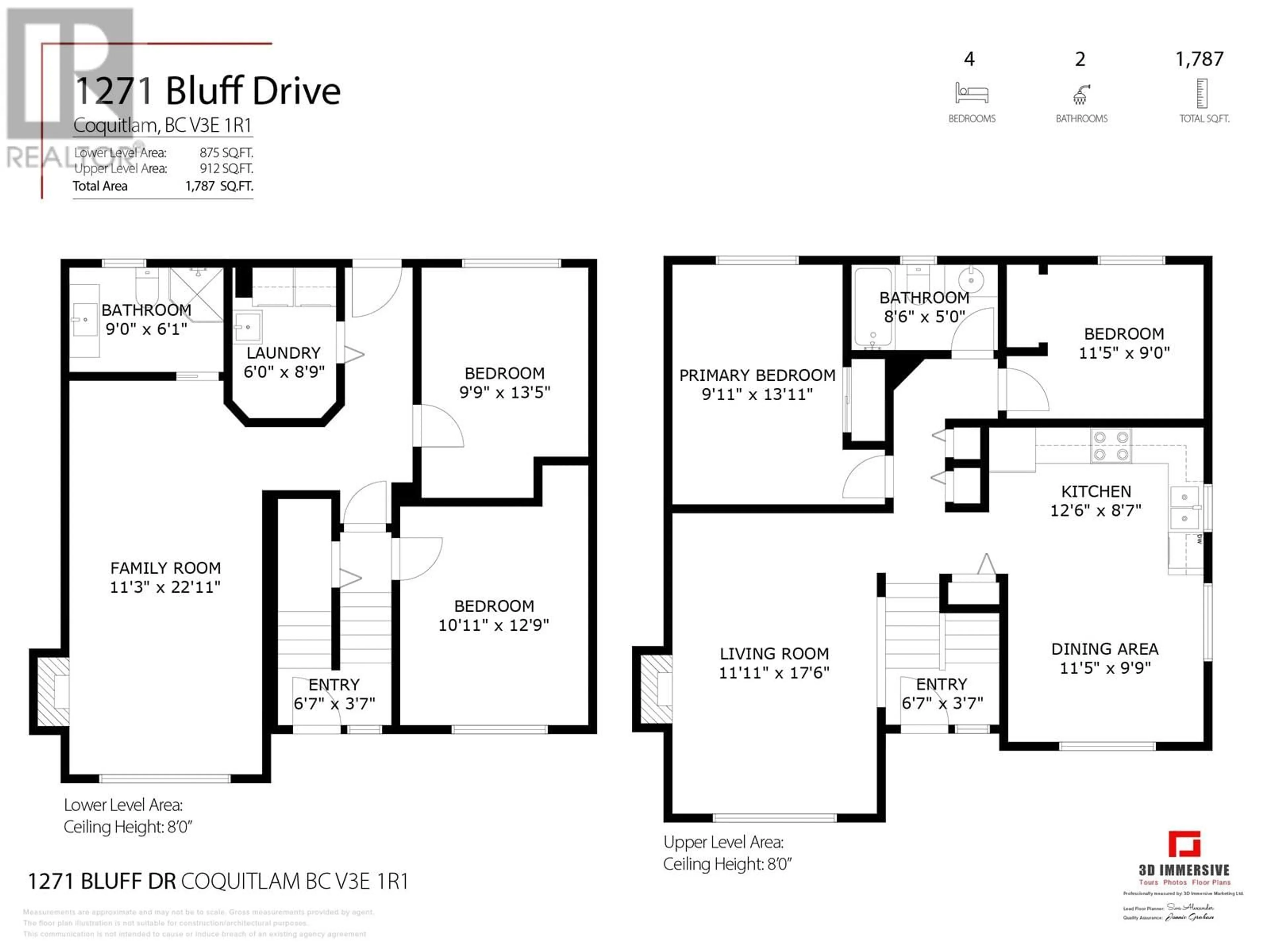 Floor plan for 1271 BLUFF DRIVE, Coquitlam British Columbia V3E1R1