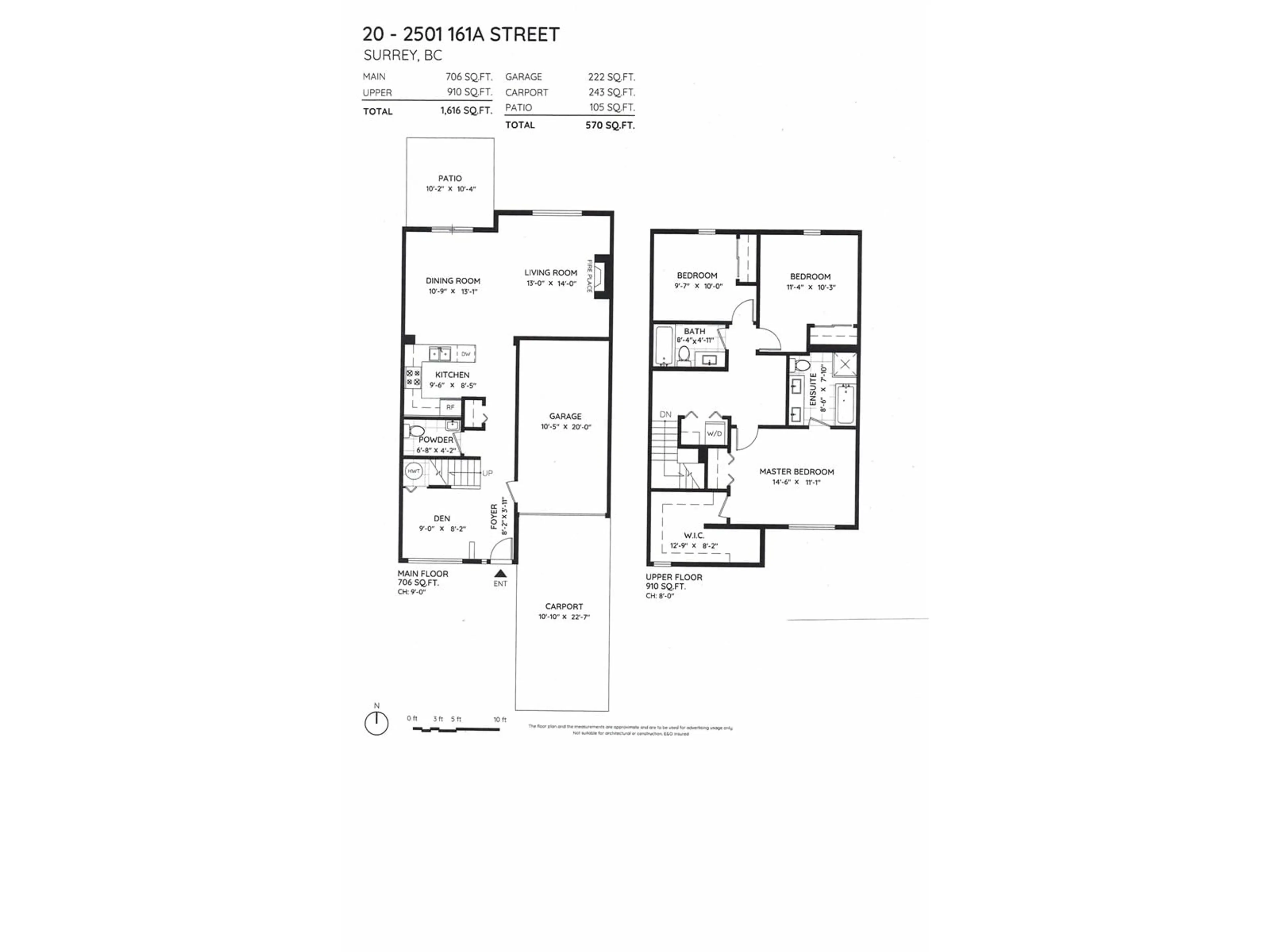 Floor plan for 20 - 2501 161A, Surrey British Columbia V3Z7Y6