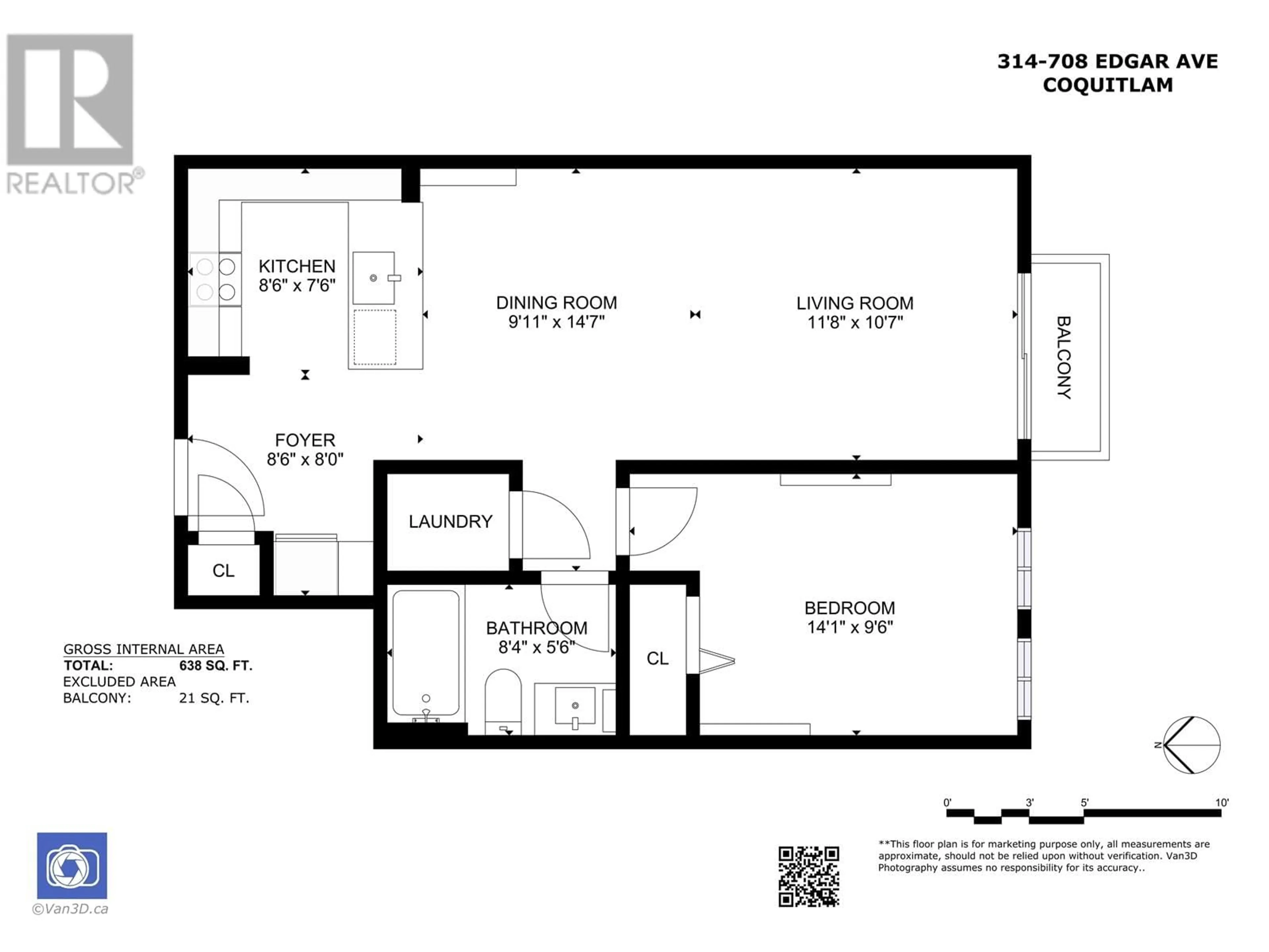Floor plan for 314 - 708 EDGAR AVENUE, Coquitlam British Columbia V3K2J4