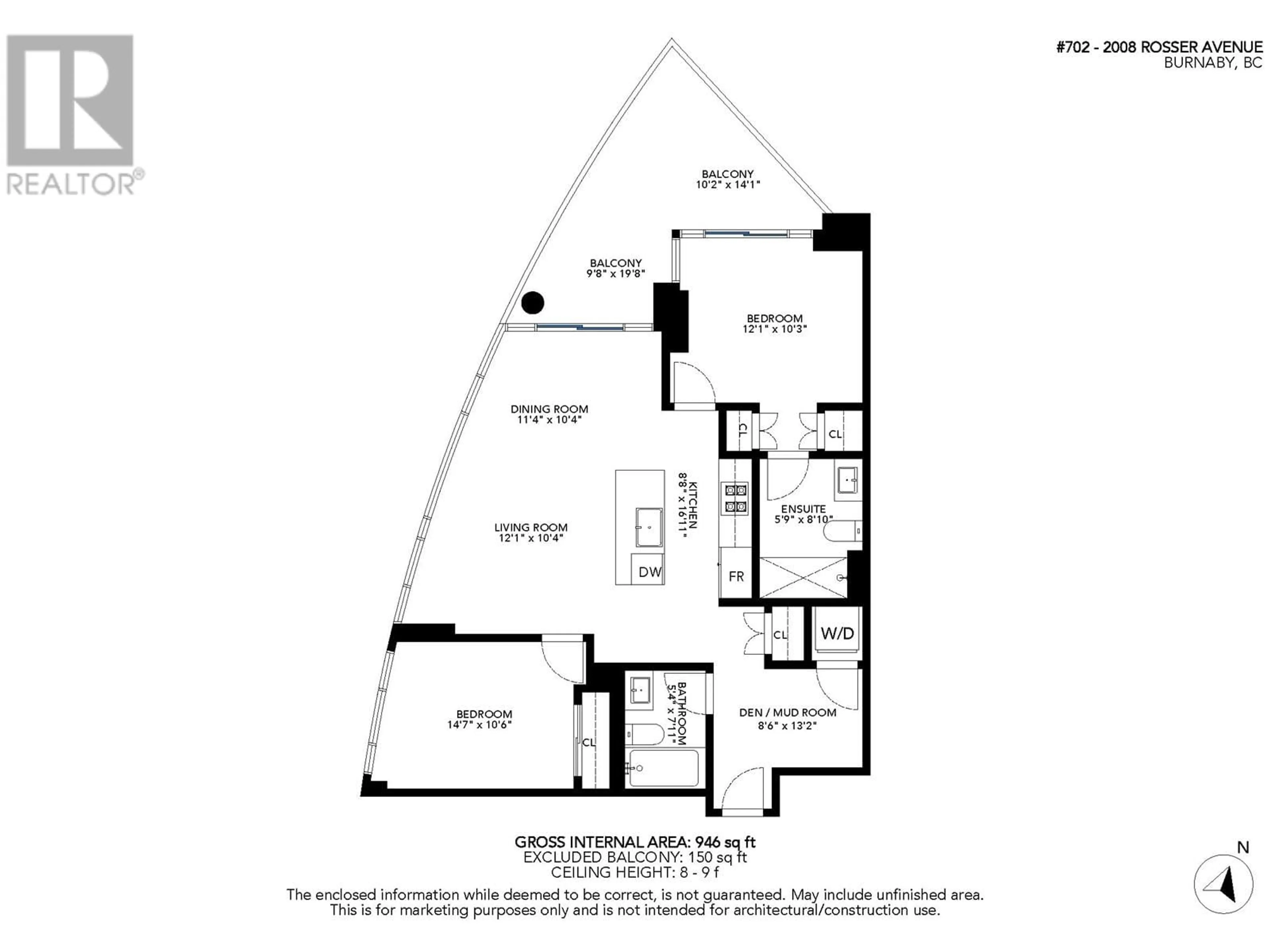 Floor plan for 702 - 2008 ROSSER AVENUE, Burnaby British Columbia V5C0H8
