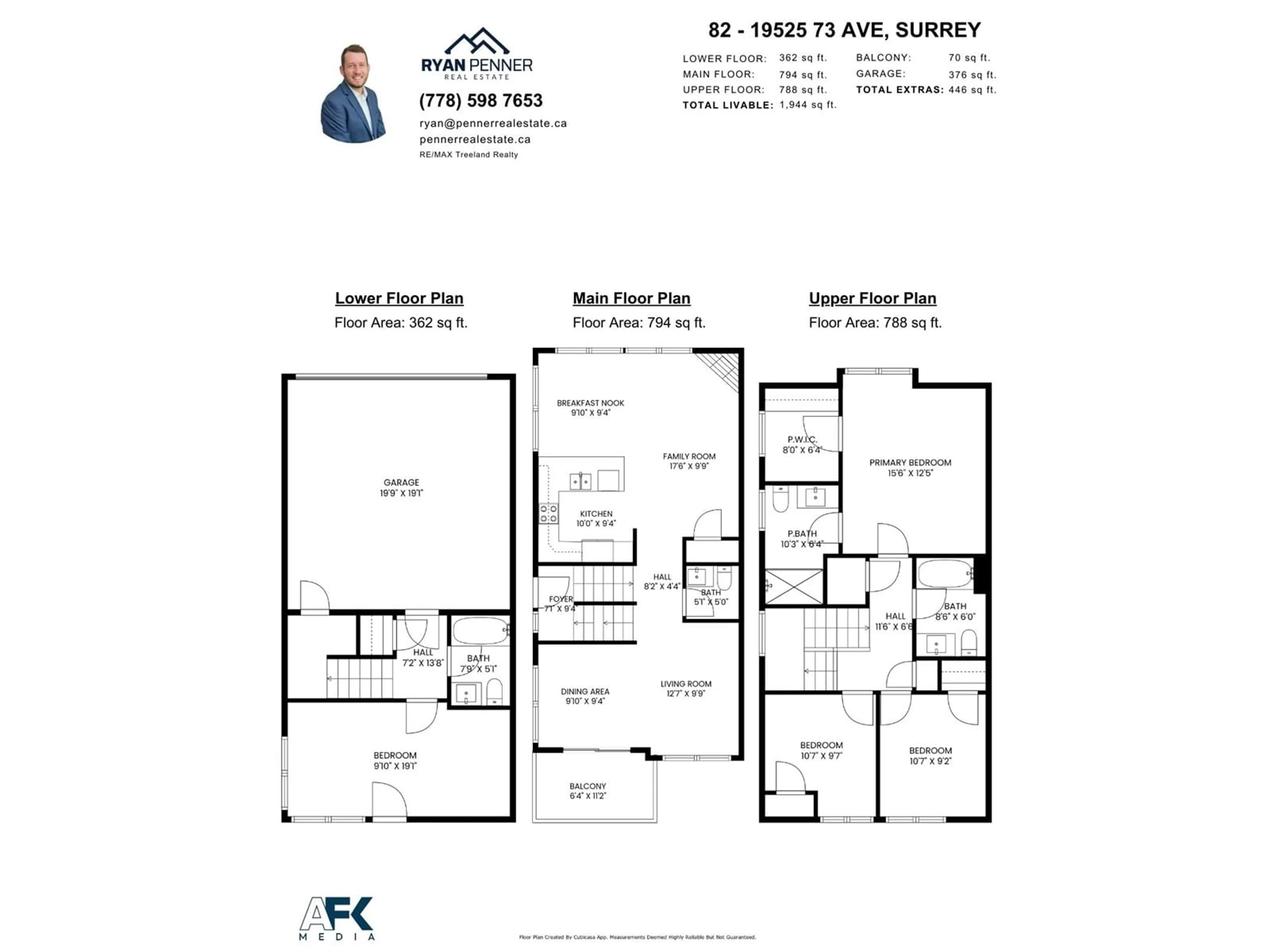 Floor plan for 82 - 19525 73, Surrey British Columbia V4N6L7