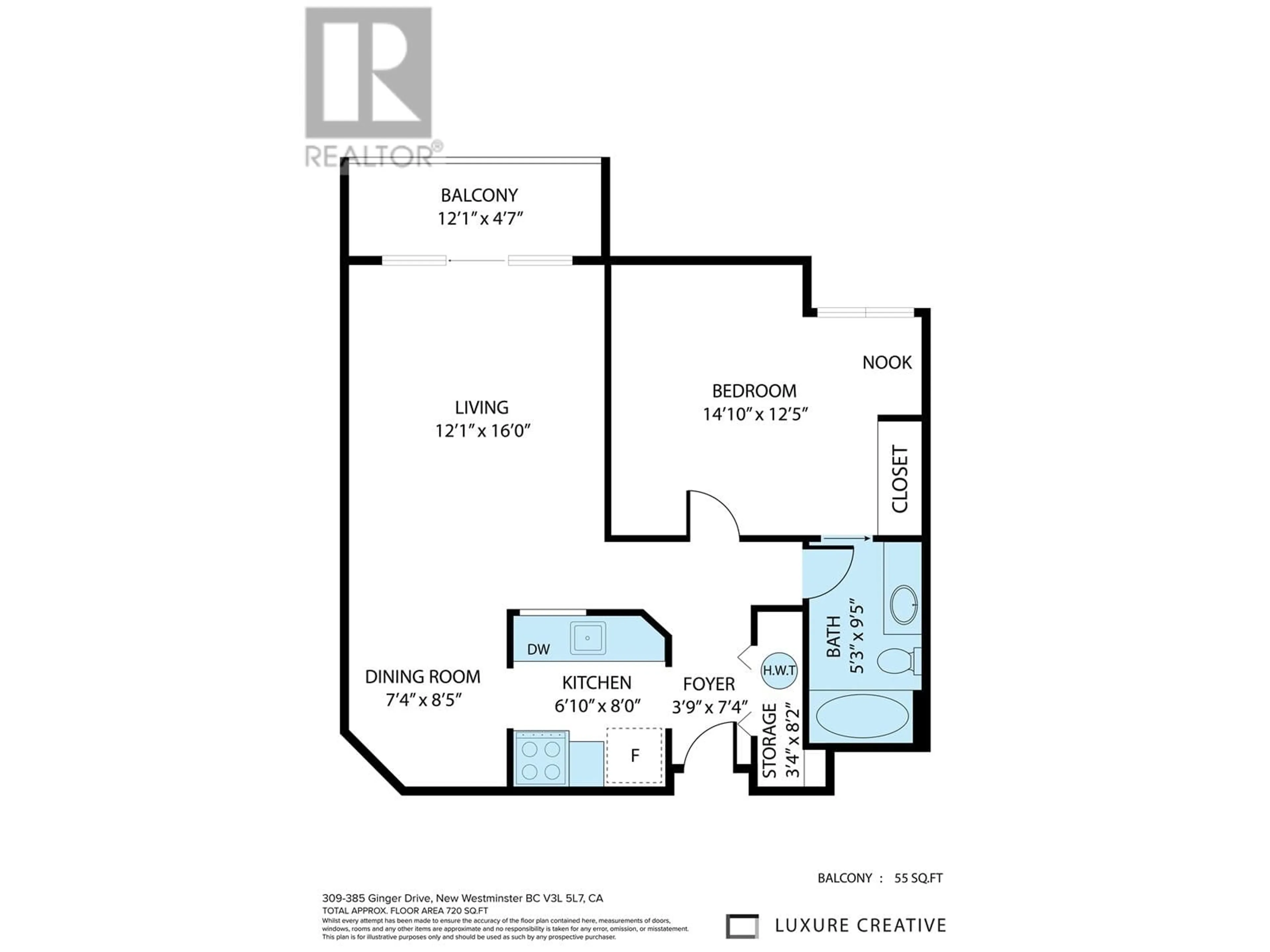 Floor plan for 309 - 385 GINGER DRIVE, New Westminster British Columbia V3L5L6