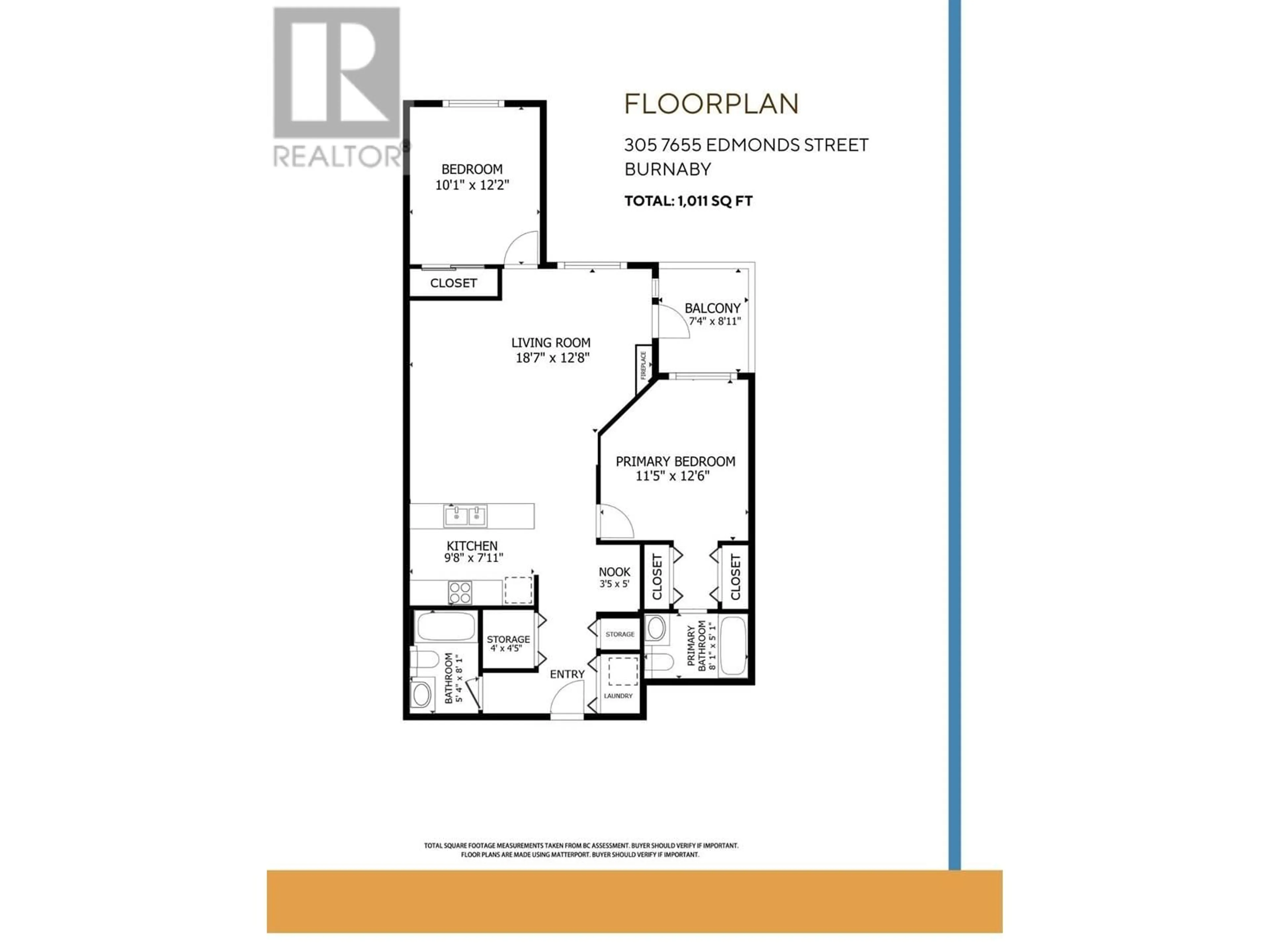 Floor plan for 305 - 7655 EDMONDS STREET, Burnaby British Columbia V3N1B6