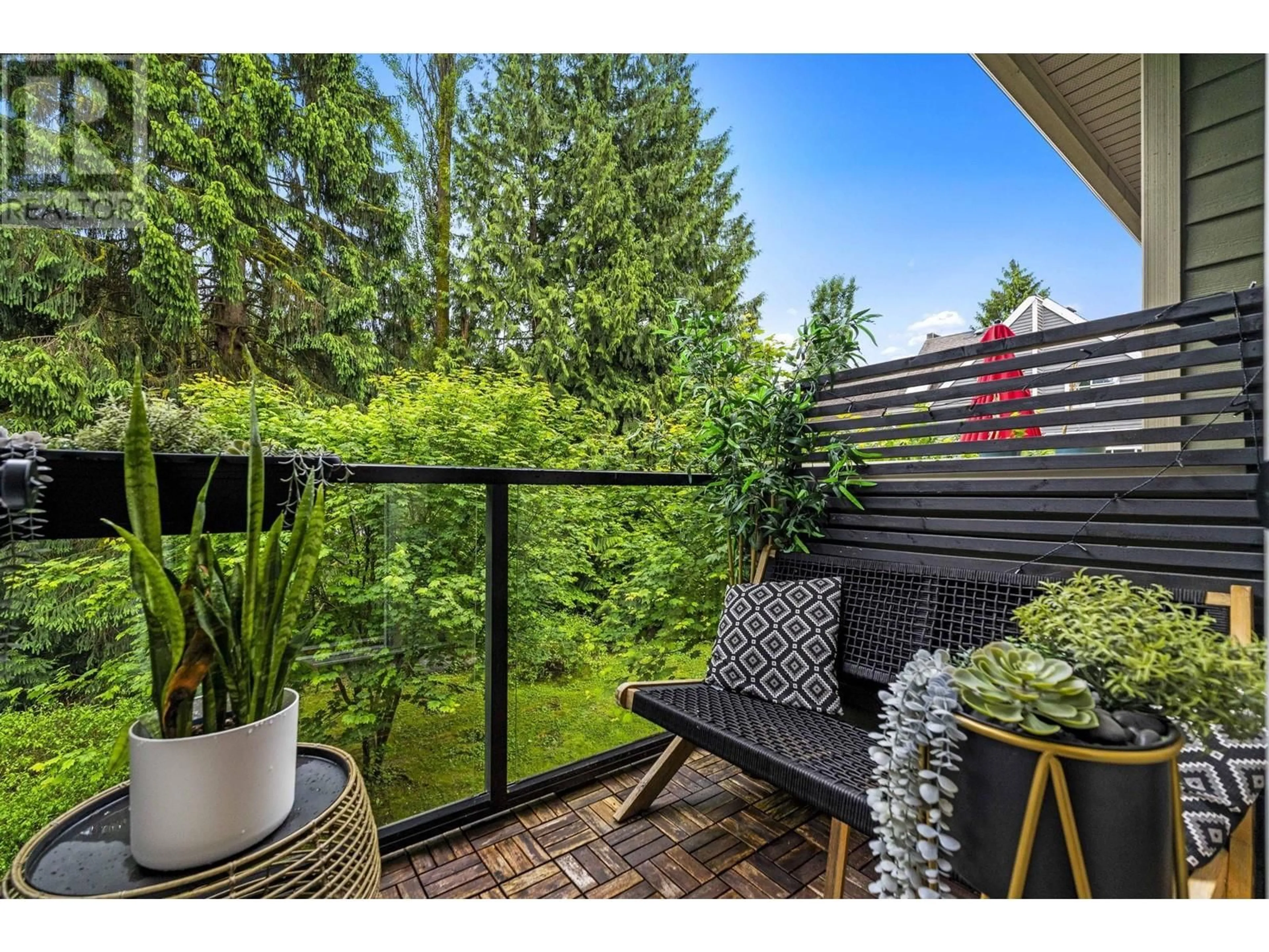 Patio, forest/trees view for 121 - 3382 VIEWMOUNT DRIVE, Port Moody British Columbia V3H2M1