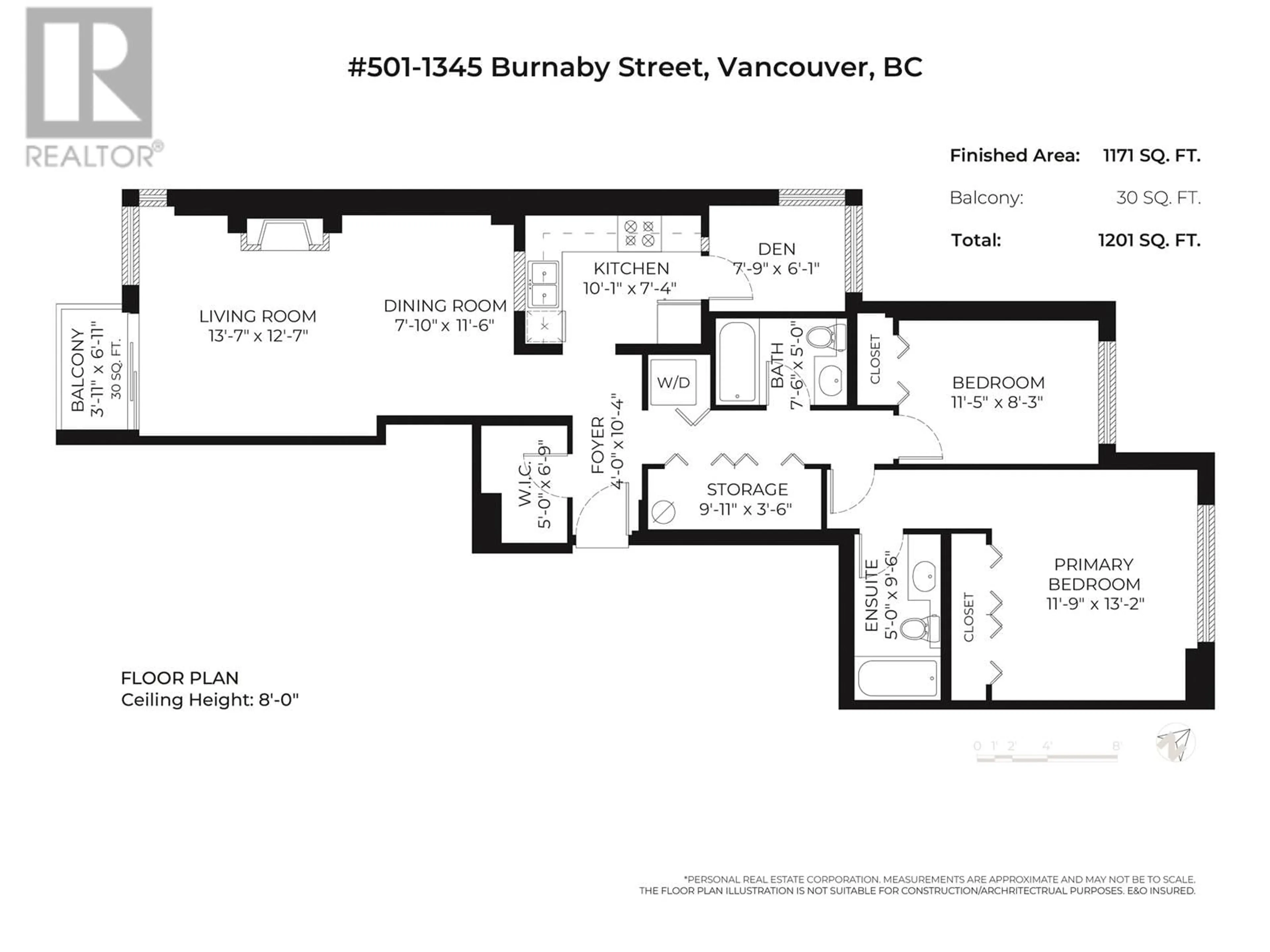 Floor plan for 501 - 1345 BURNABY STREET, Vancouver British Columbia V6E1R2
